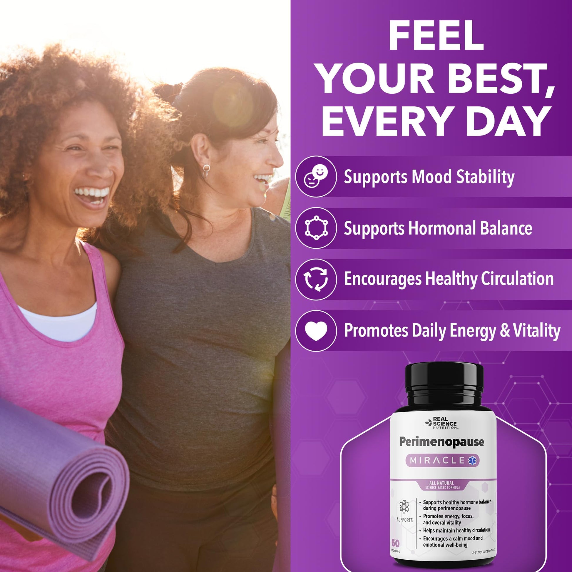 Real Science Perimenopause Supplements for Women for Hormone Balance & Energy Support – Nitric Oxide Formula with Vinitrox, GABA & Essential Vitamins for Hot Flashes, Mood & Energy – 60 Caps Real Science Nutrition uk supplements