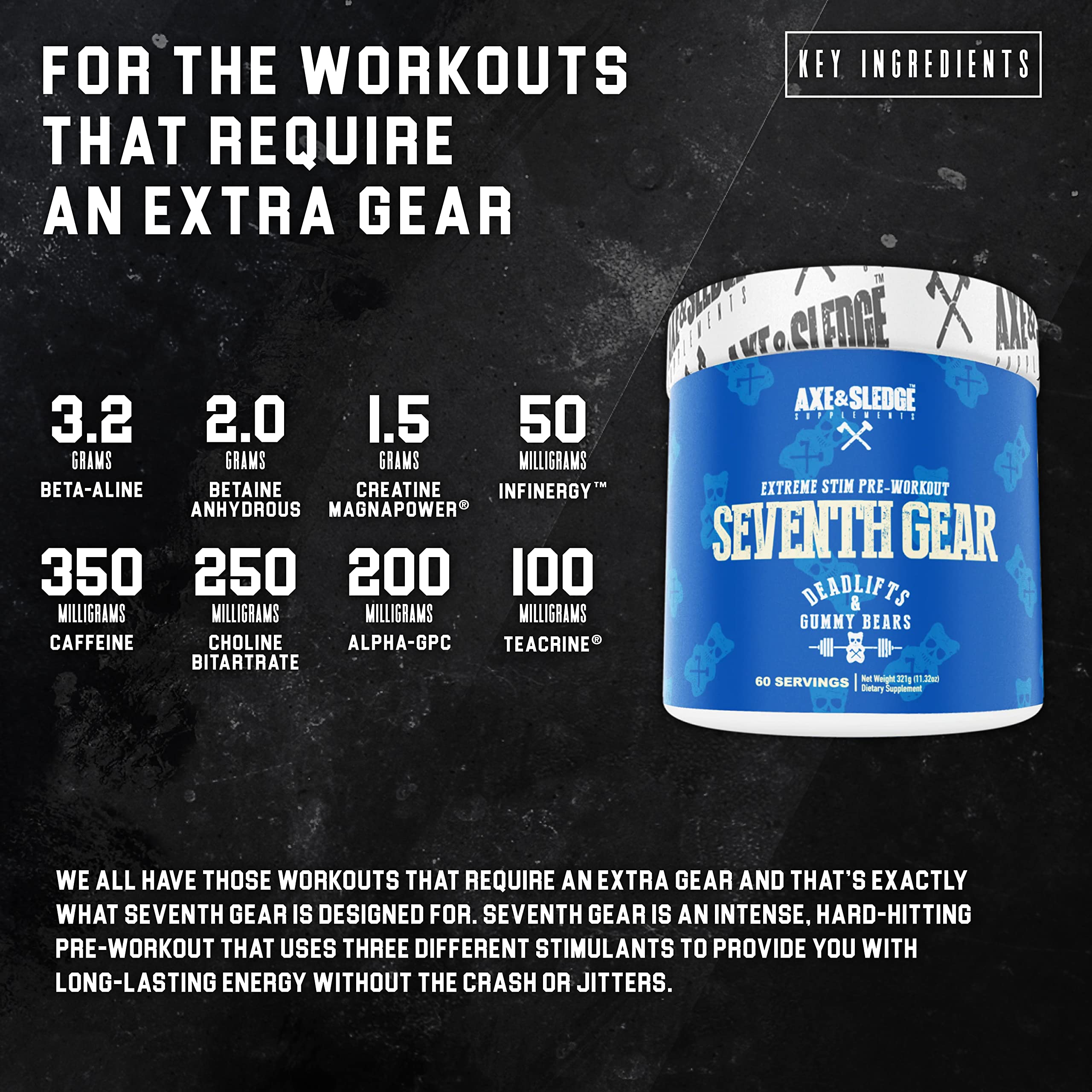 Axe & Sledge Supplements Seventh Gear Extreme Stimulant-Based Pre-Workout Axe & Sledge uk supplements