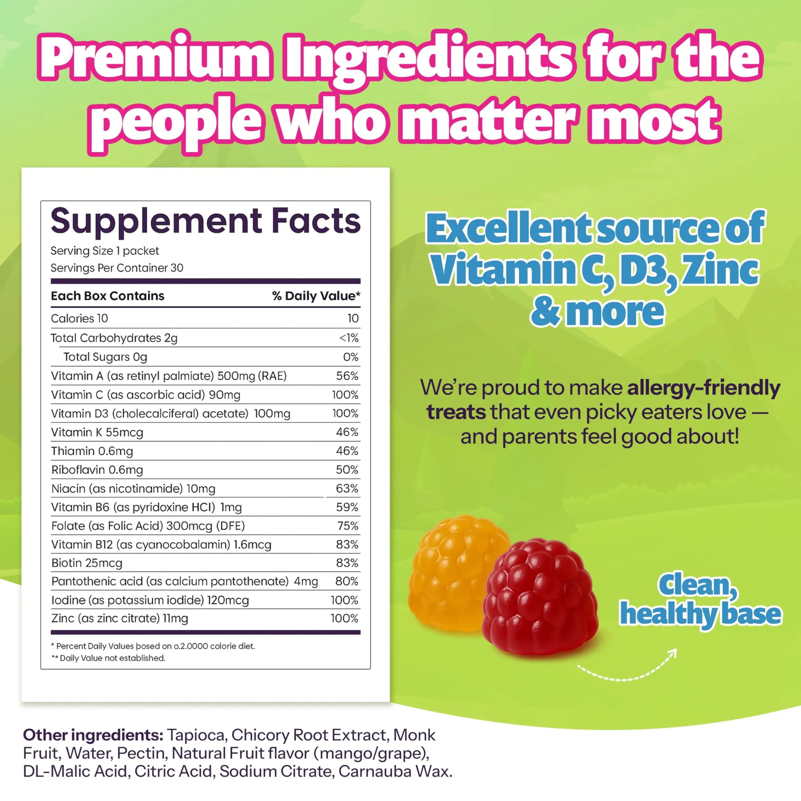 Kids Daily Multivitamin - Healthy Snacks For Kids – No Sugar, No Dyes, Monk Fruit Sweetened, Vegan, Gluten-Free- 100% Daily Value of Vitamins C, D3, Zinc Jelly.Boo uk supplements