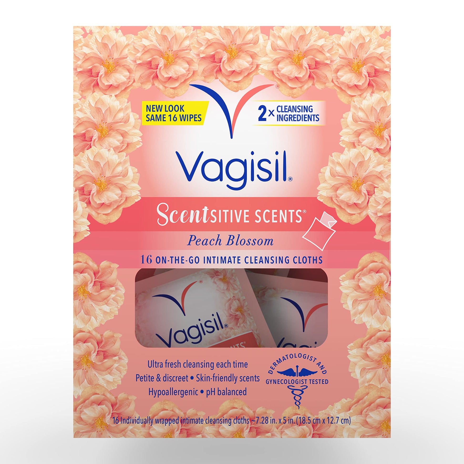 Vagisil Scentsitive Scents On-The-Go Feminine Cleansing Wipes, pH Balanced, Peach Blossom Vagisil uk supplements