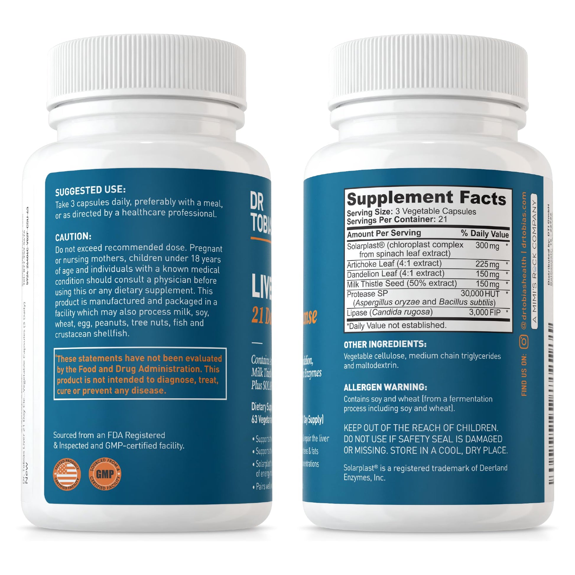 Dr. Tobias Liver 21 Day Cleanse, Herbal Liver Detox Cleanse with Solarplast, Artichoke Dr. Tobias uk supplements