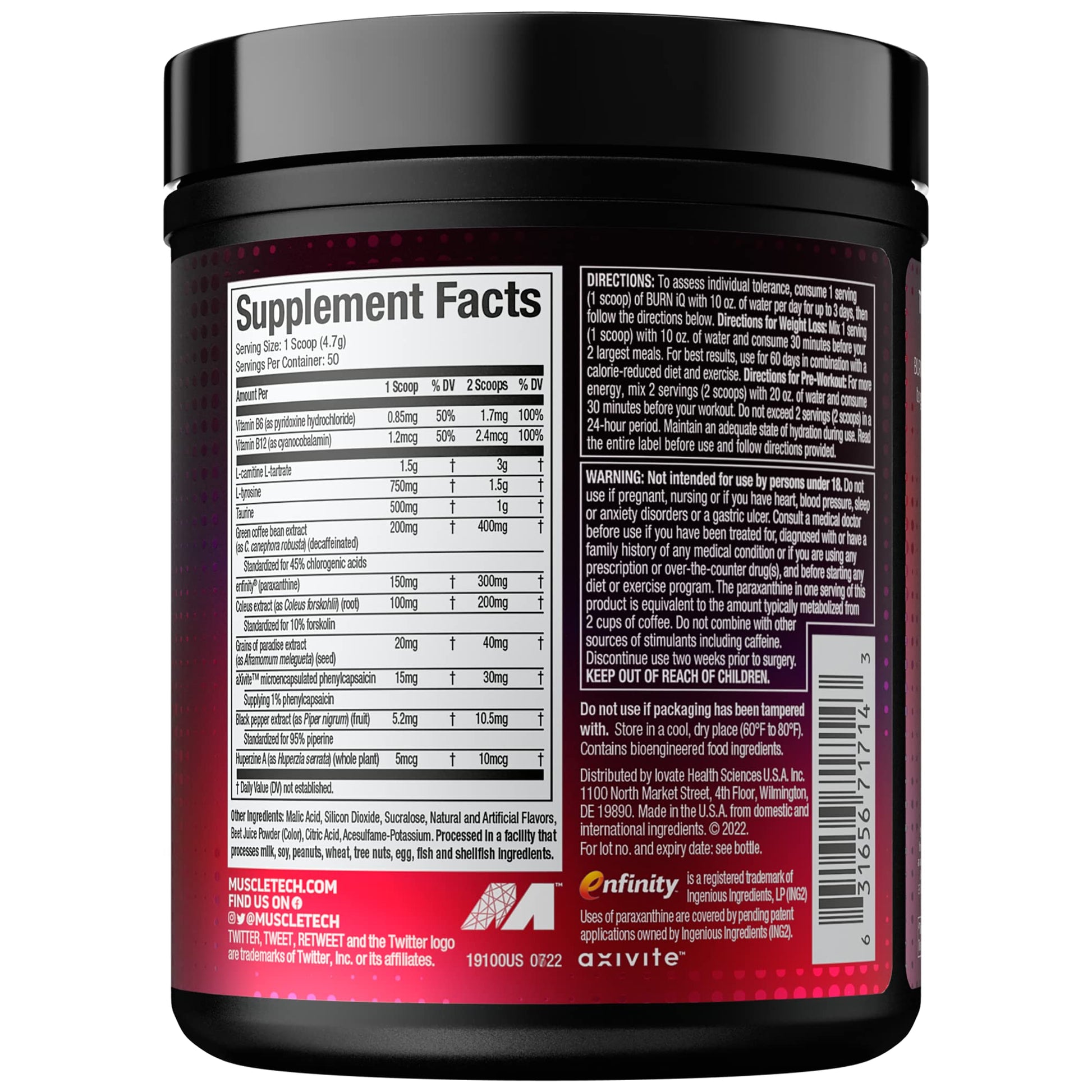 MuscleTech Burn IQ Smart Thermo Supplement Fueled with Paraxanthine Enhanced Energy MuscleTech uk supplements