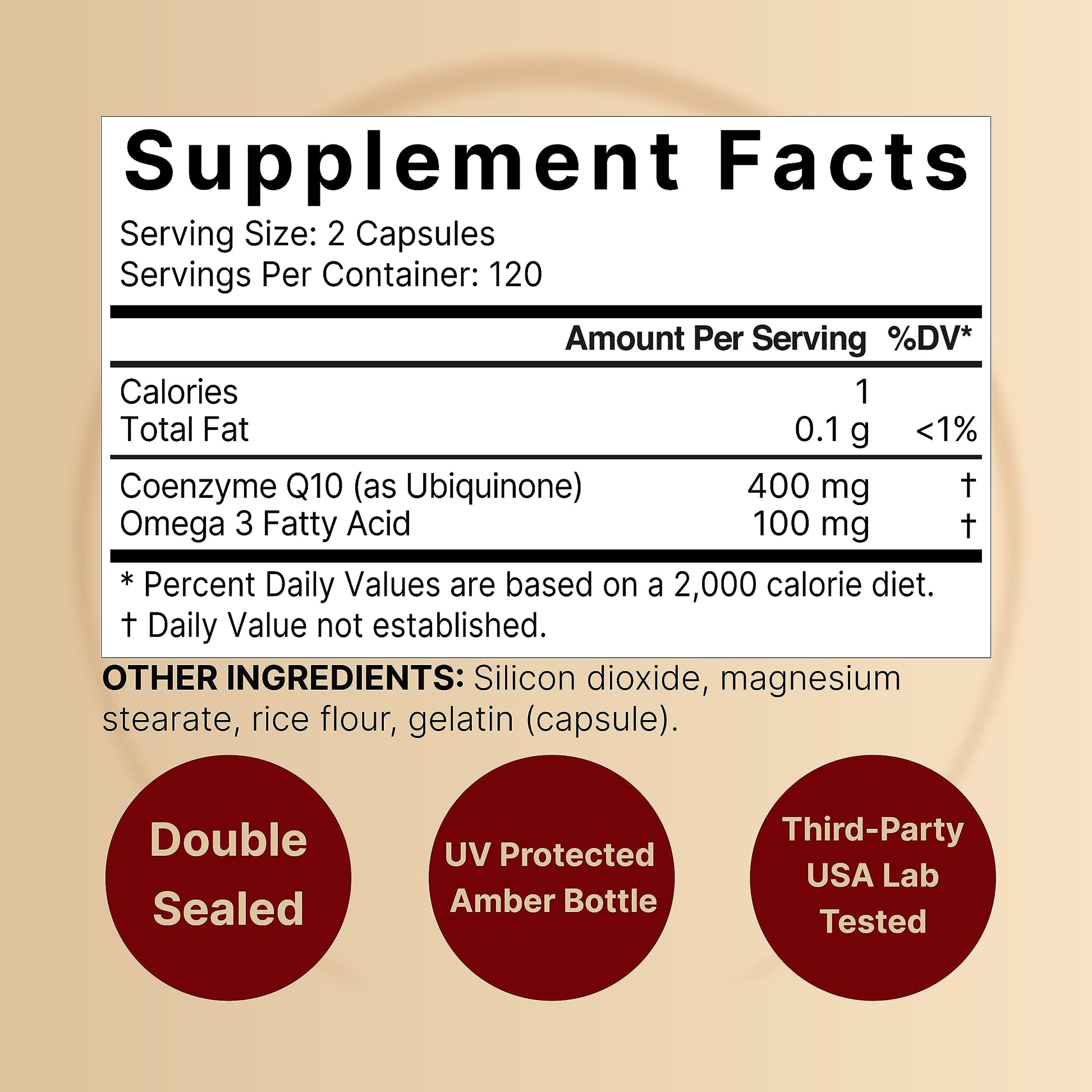 CoQ10 (Ubiquinone) 400mg with Omega 3 Fatty Acids, 240 Capsules | Stable High NatureBell uk supplements
