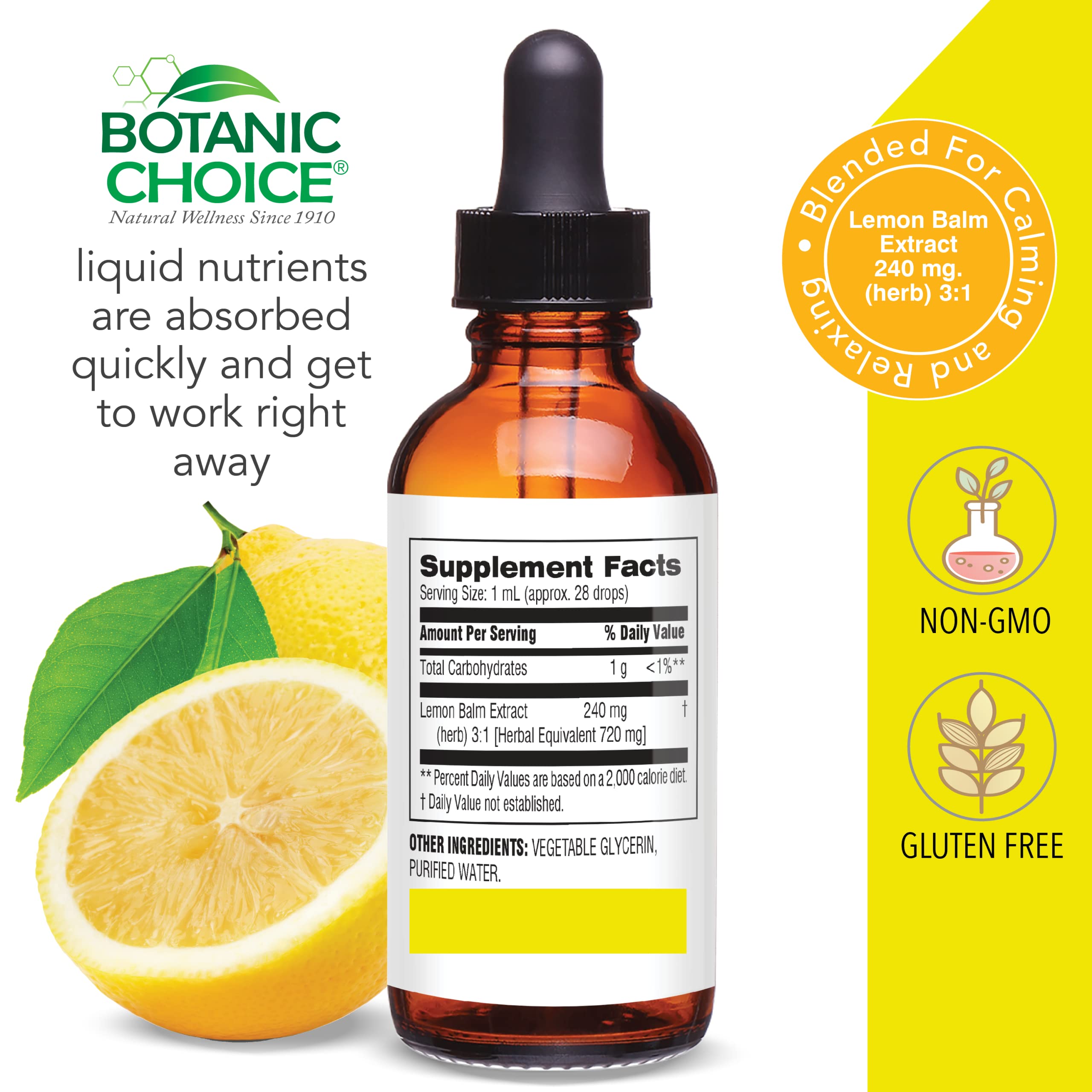 Botanic Choice Mega Fruits and Veggies Blend (60 Capsules) + Lemon Balm Tincture (1 fl oz) Bundle - Energy Balance & Superfood Supplement + Relaxation and Sleep Support Botanic Choice uk supplements