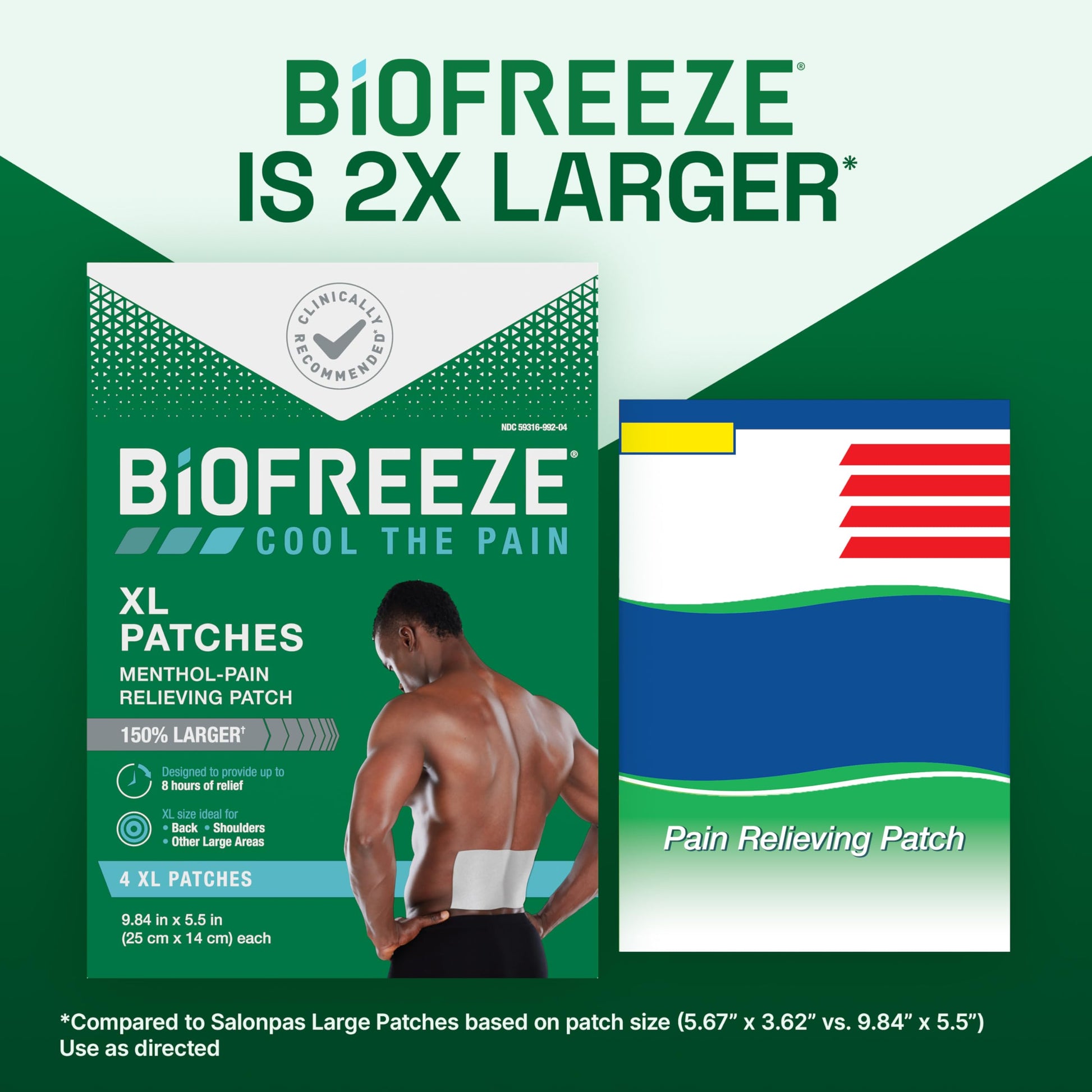 Biofreeze XL Pain Relief Patches, Menthol Pain Patches for Lower Back, Neck, Knee, & Shoulder, Comfortable & Flexible Fabric Stays in Place, 4 ct Biofreeze uk supplements