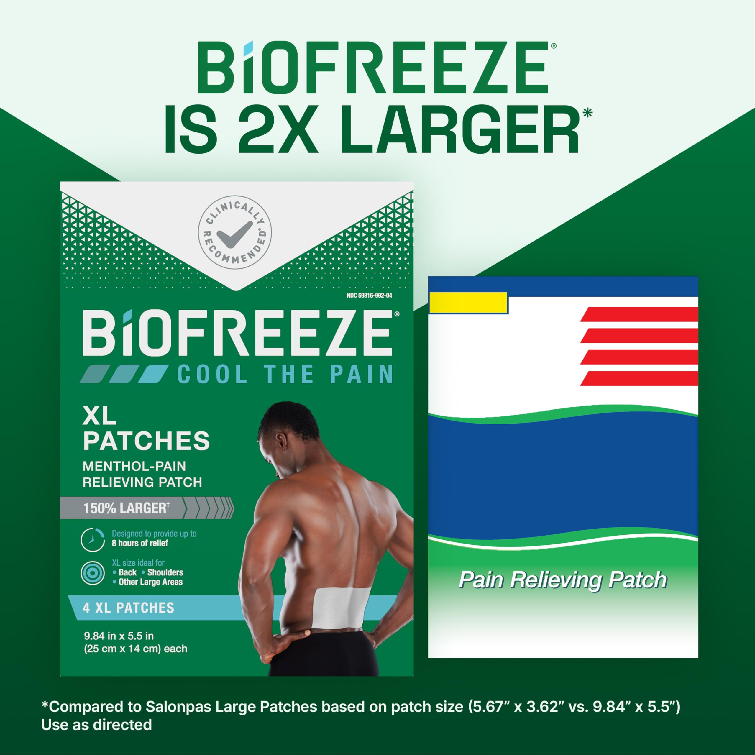 Biofreeze XL Pain Relief Patches, Menthol Pain Patches for Lower Back, Neck, Knee, & Shoulder, Comfortable & Flexible Fabric Stays in Place, 4 ct Biofreeze uk supplements
