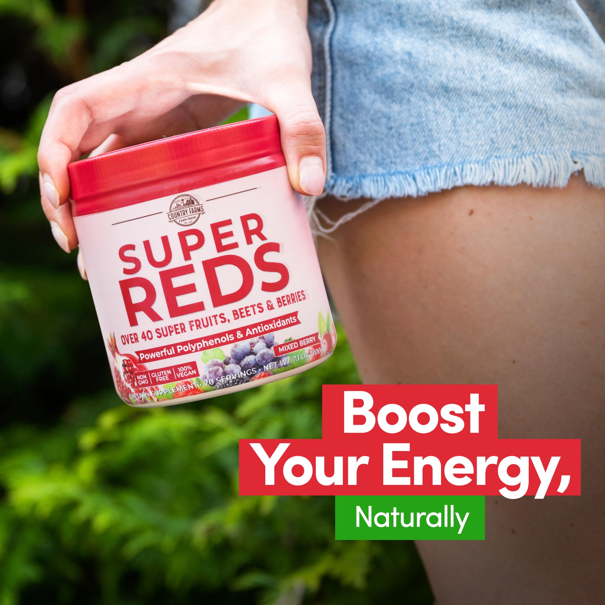 COUNTRY FARMS Super Reds, Energizing Polyphenol Superfood, Over 40 Super Fruits COUNTRY FARMS uk supplements