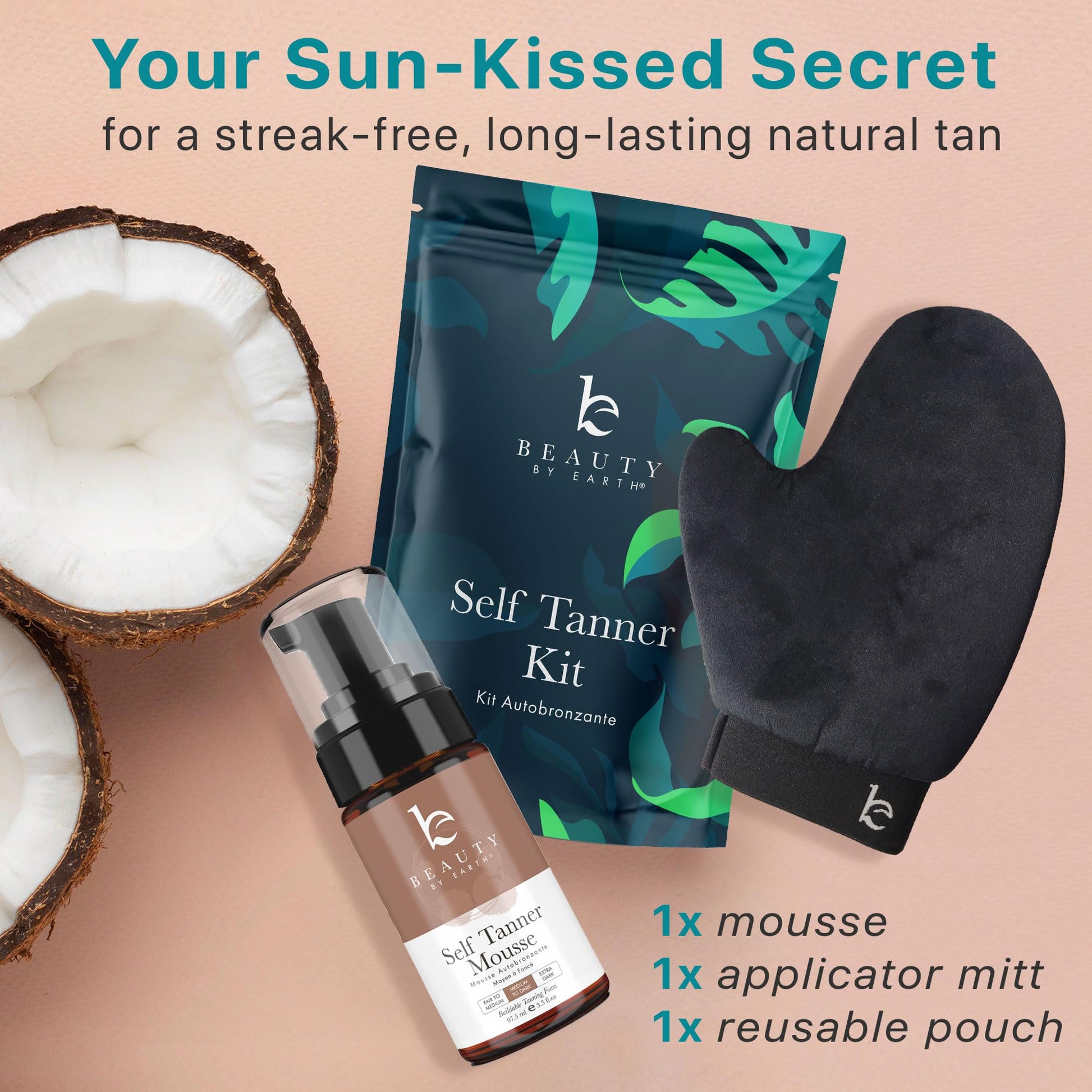 Self Tanner Tanning Mousse Kit - USA Made with Natural & Organic Ingredients Beauty by Earth uk supplements