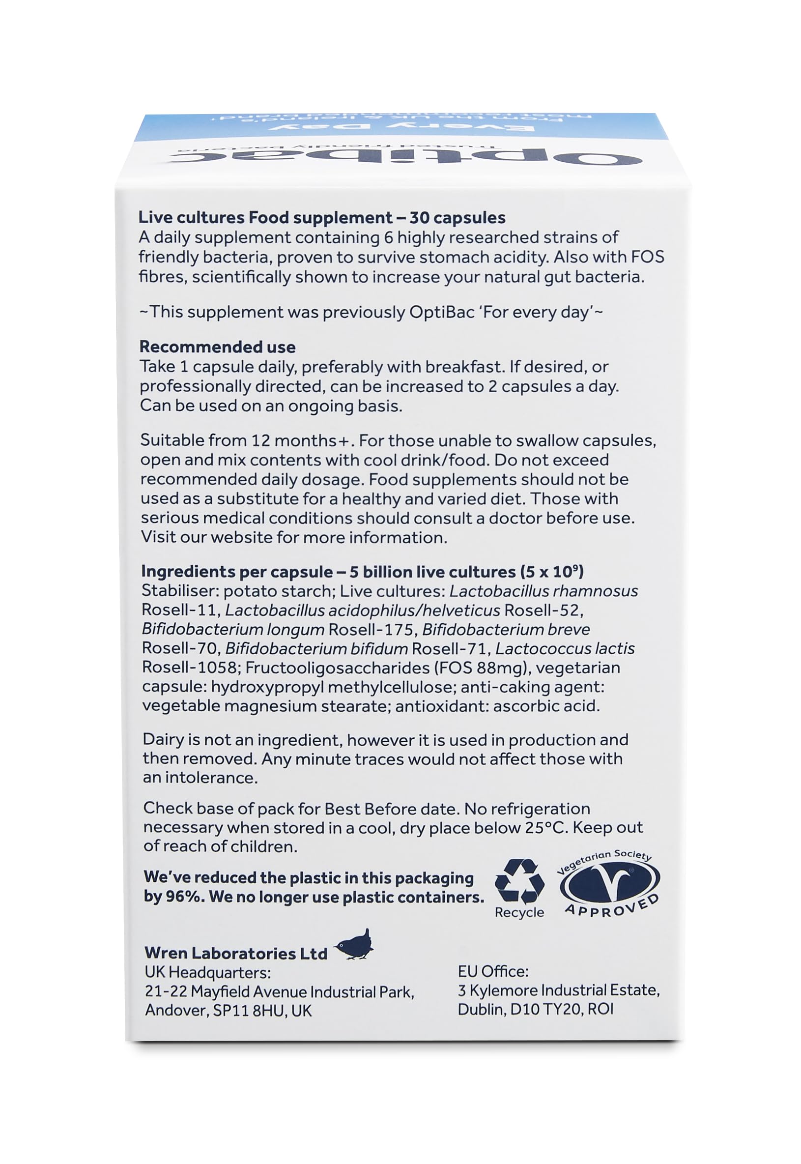 Optibac Probiotics Every Day - Digestive Probiotic Supplement with 5 Billion Bacterial OptiBac uk supplements