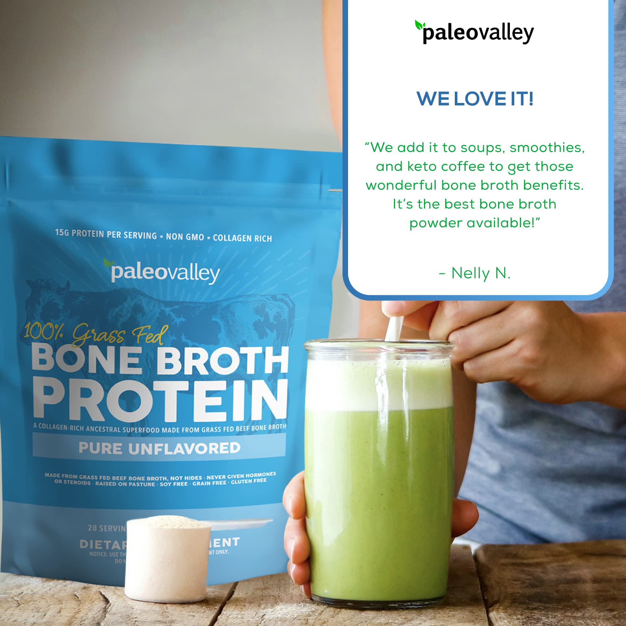 Paleovalley 100% Grass Fed Beef Bone Broth Protein Powder - Rich in Collagen Peptides Paleovalley uk supplements