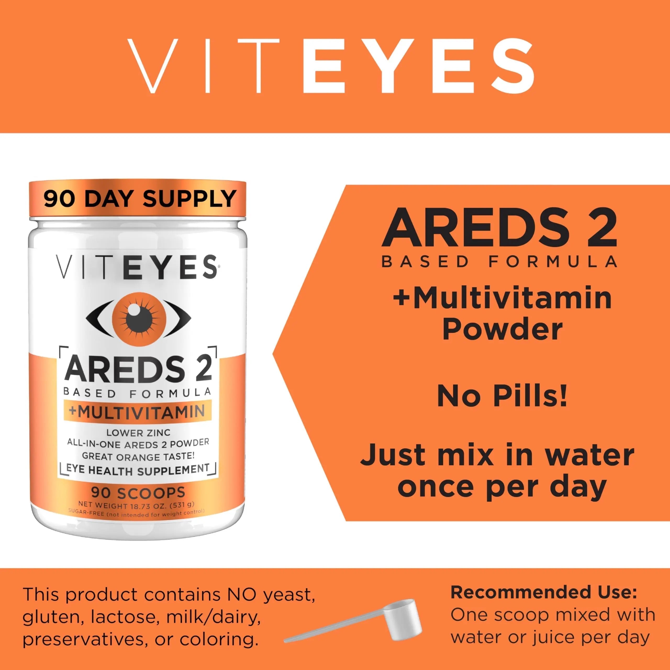 Viteyes AREDS 2 Powder + Multivitamin All-in-One, Macular Protection, Alternative to AREDS 2 chewables, No Pills, Lutein & Zeaxanthin Viteyes uk supplements
