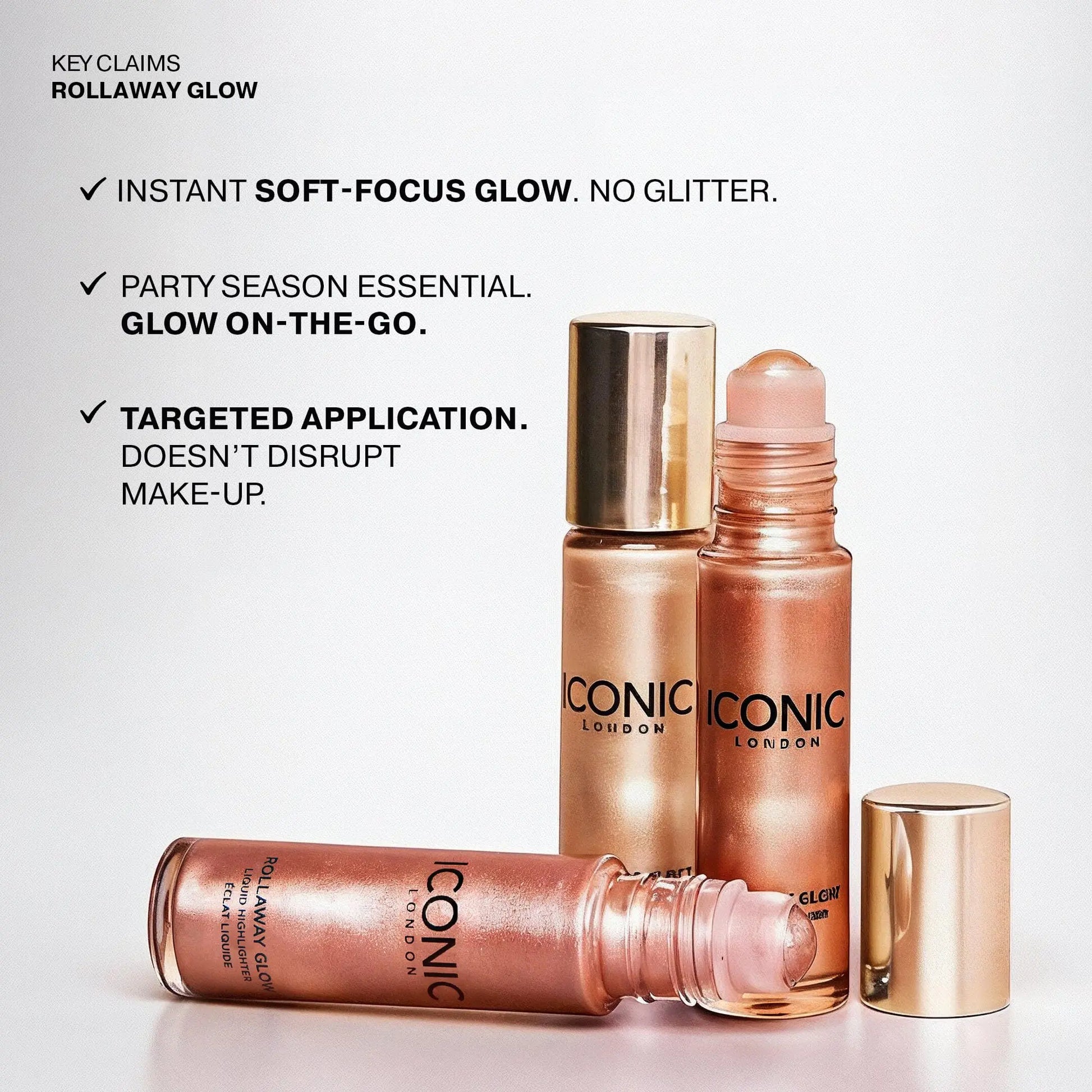 ICONIC LONDON Rollaway Glow | Liquid Highlighter for a Radiant Glow, Cruelty-Free, Vegan Makeup (Champagne Chic) 0.27 Fl oz ICONIC LONDON uk supplements