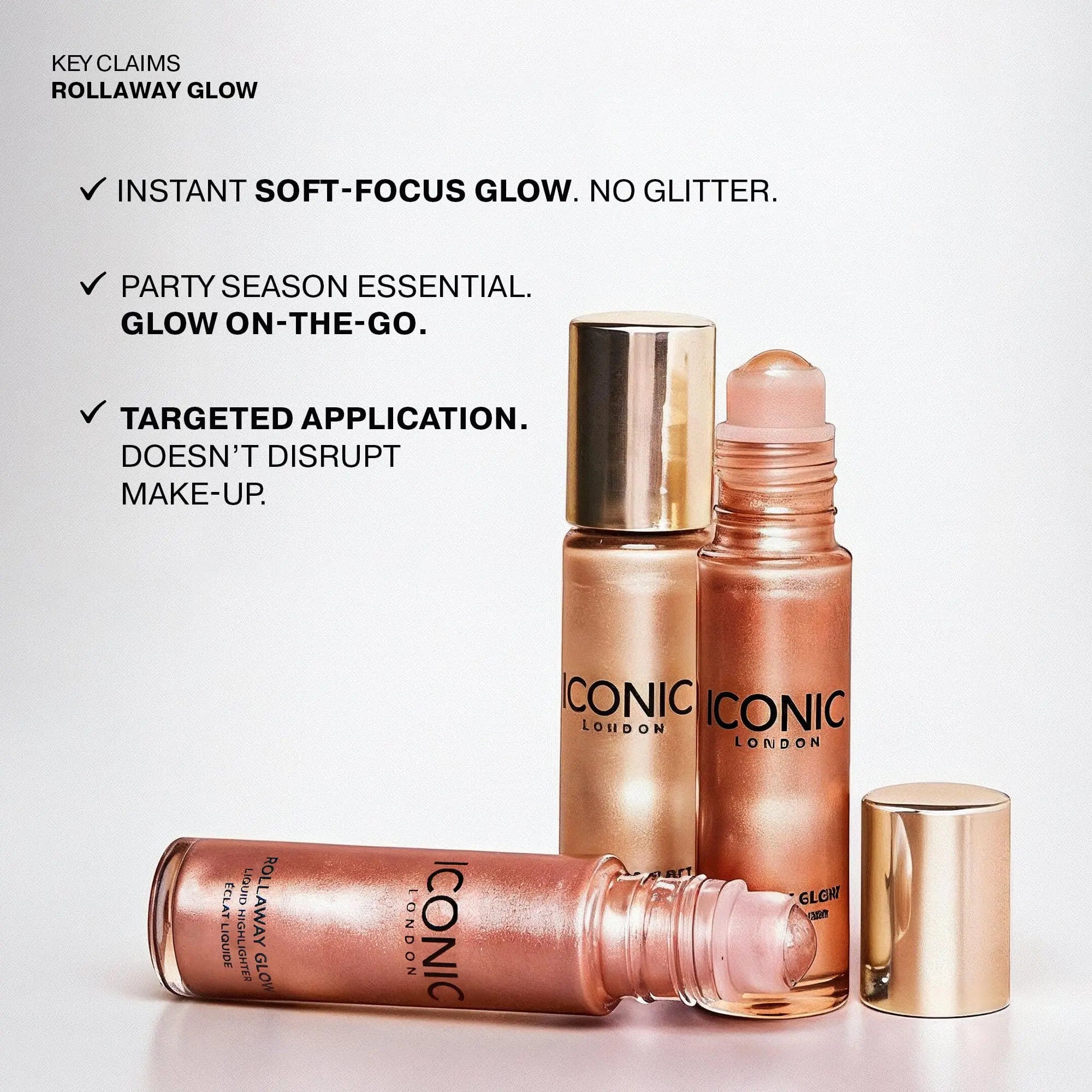 ICONIC LONDON Rollaway Glow | Liquid Highlighter for a Radiant Glow, Cruelty-Free, Vegan Makeup (Champagne Chic) 0.27 Fl oz ICONIC LONDON uk supplements