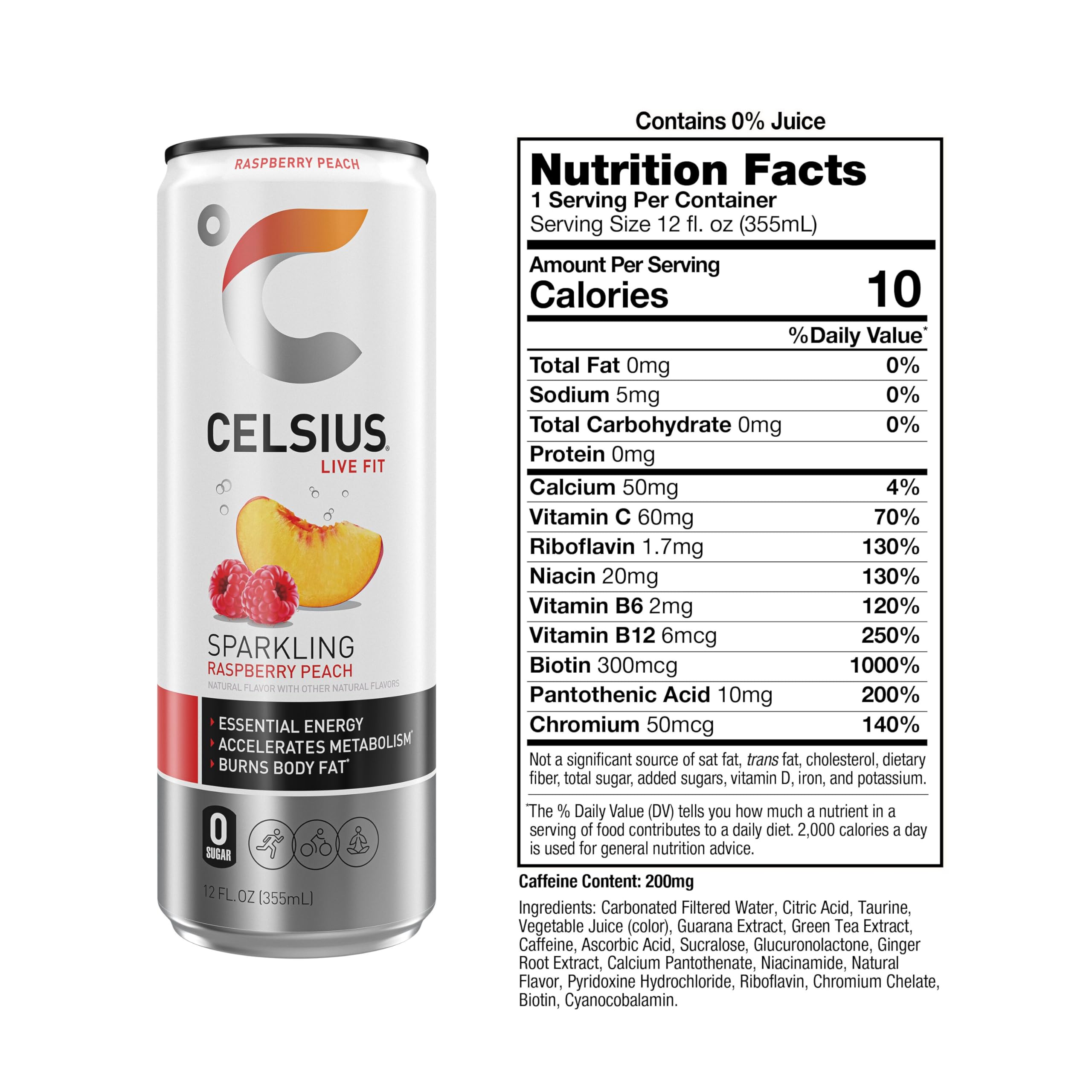 CELSIUS Sparkling Raspberry Peach, Functional Essential Energy Drink 12 Fl Oz (Pack of 12) CELSIUS uk supplements