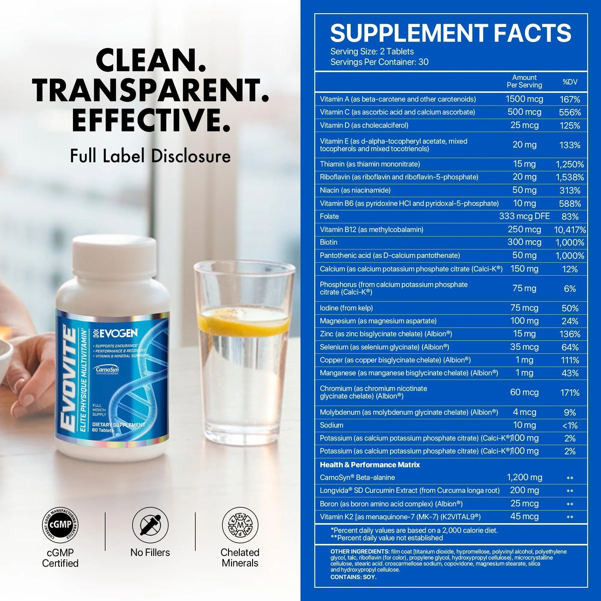 Evogen Evovite - Elite Physique Multivitamin for Women & Men | Advanced Formula for Endurance, Recovery, & Joint Health | Evogen uk supplements