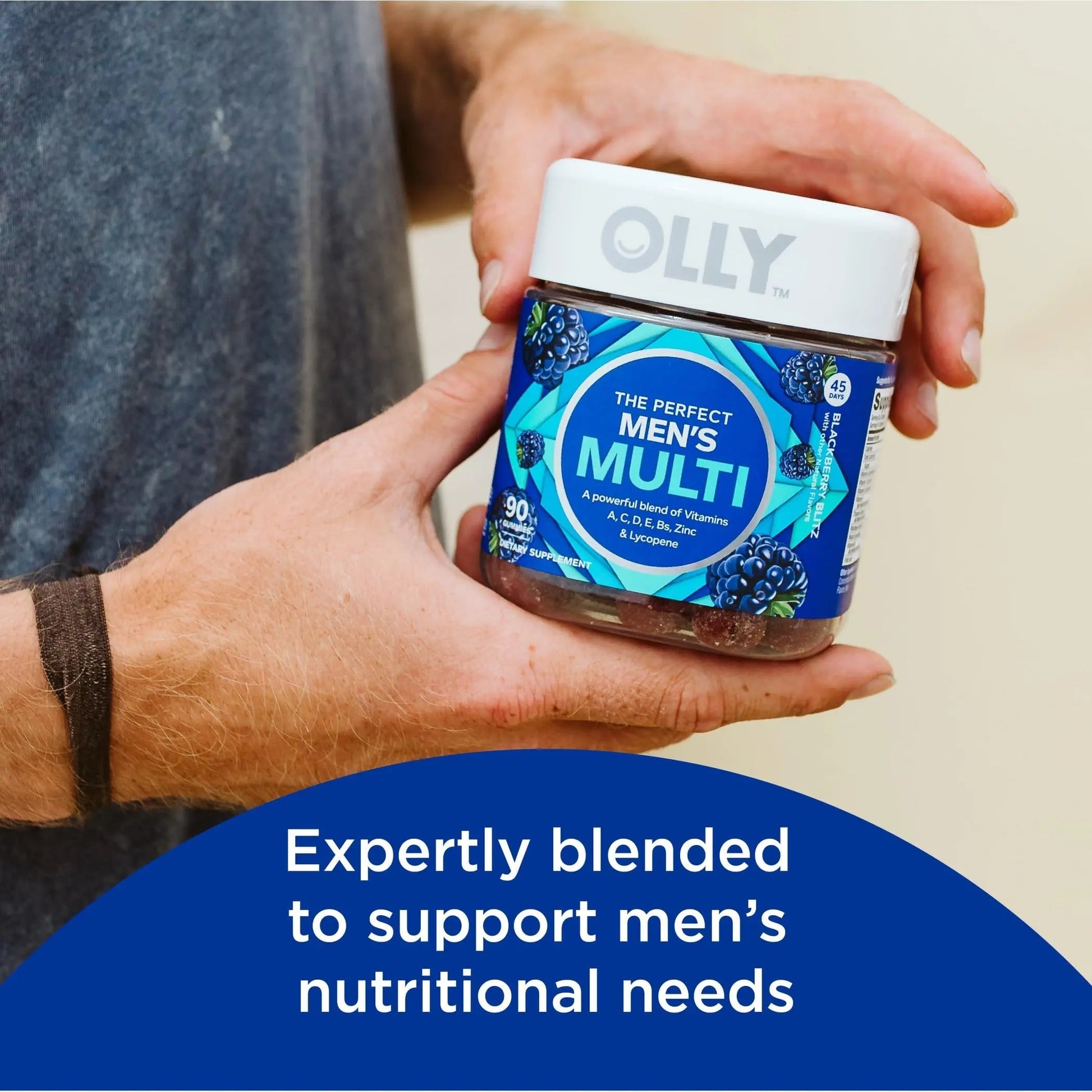 OLLY Men's Multivitamin Gummy, Overall Health and Immune Support, Vitamins A, C, D, E, B, Lycopene & Extra Strength Daily Energy Gummy OLLY uk supplements