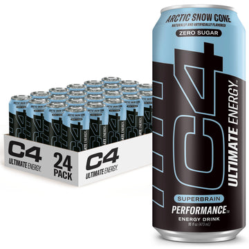 C4 Ultimate Sugar Free Energy Drink 16oz (Pack of 24) | Arctic Snow Cone | Pre Workout Cellucor uk supplements