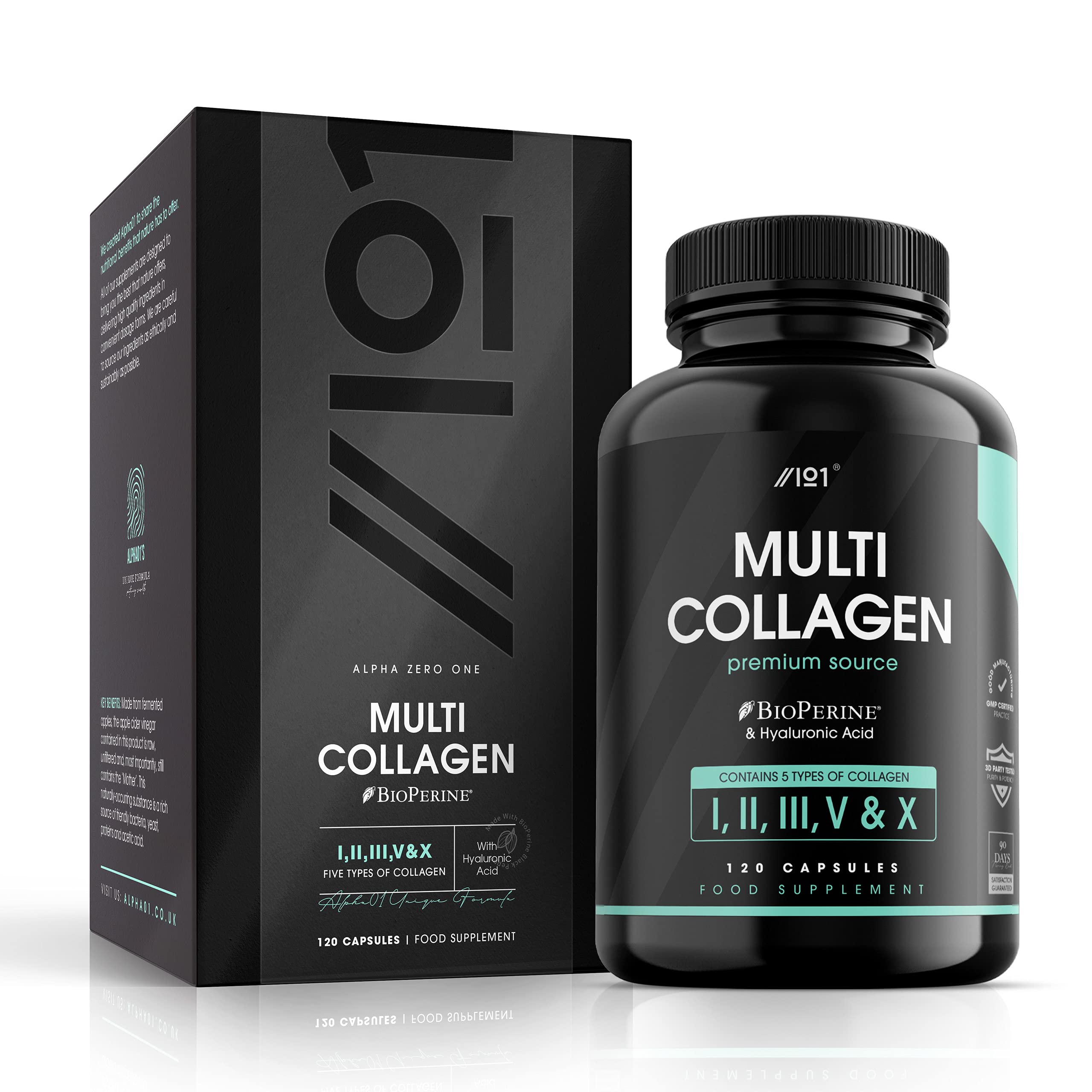 Multi Collagen Capsules - 120 Capsules - Types I, II, III, V & X - Wild Caught Fish, Grass Fed Bovine, Eggshell Revive Naturals uk supplements