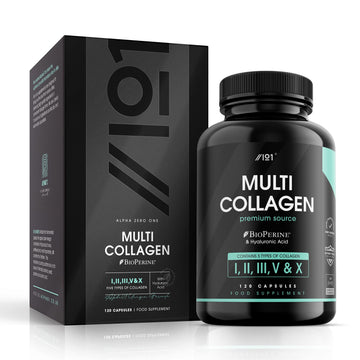 Multi Collagen Capsules - 120 Capsules - Types I, II, III, V & X - Wild Caught Fish, Grass Fed Bovine, Eggshell Revive Naturals uk supplements