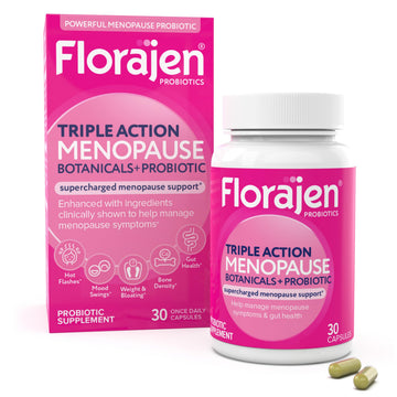 Florajen Triple-Action Menopause Probiotic - Hormonal Balance, Hot Flash, & Mood Swing Relief - Weight Management & Digestive Support - Featuring Berberine, Black Cohosh, & Botanical - 30 Capsules Florajen uk supplements
