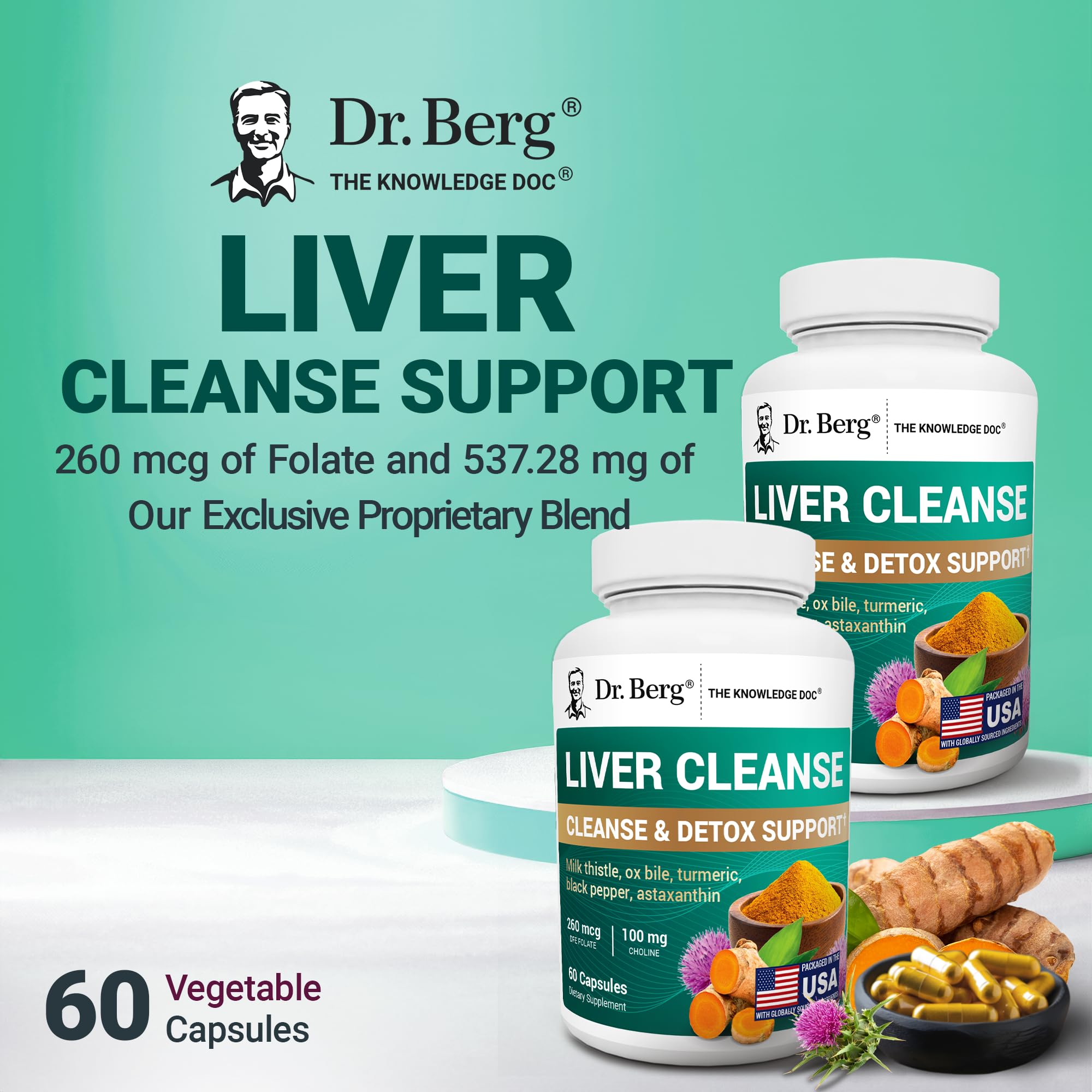 Dr. Berg Liver Cleanse Detox Capsules w/Unique Blend of Milk Thistle, Ox Bile & Folate - Liver Supplement Includes Turmeric, Black Pepper & Choline - 60 Capsules Dr. Berg Nutritionals uk supplements
