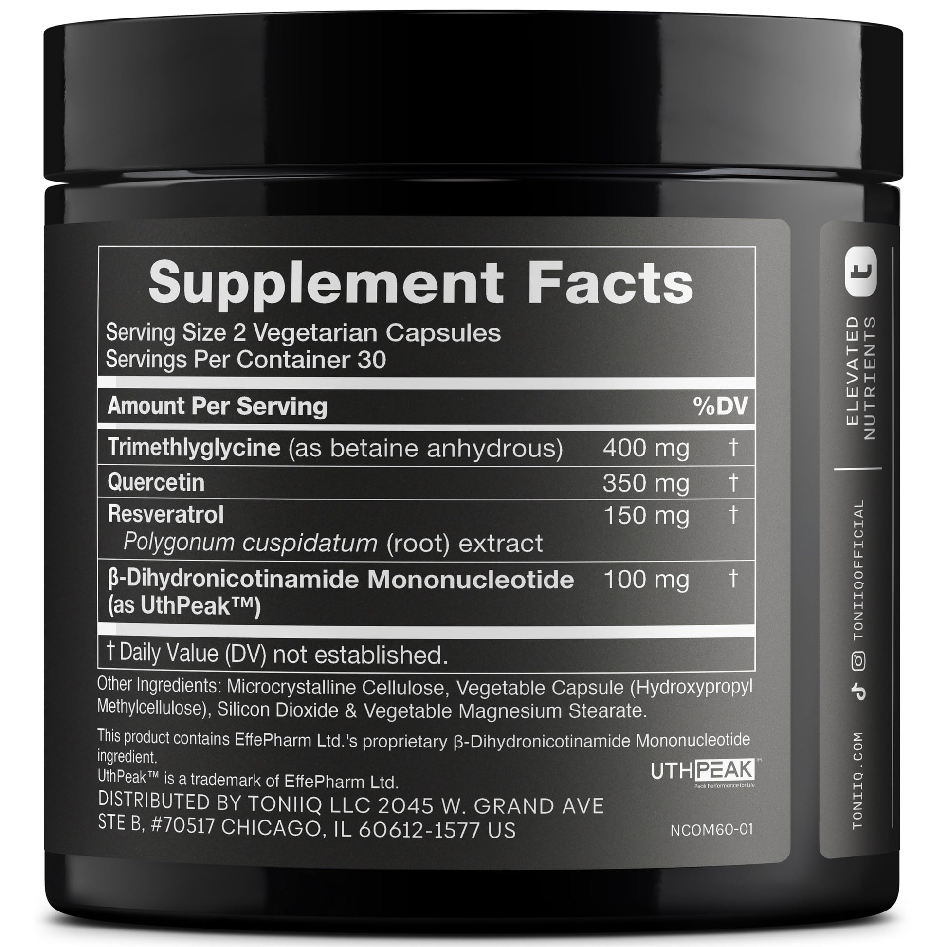 Toniiq NMNH Supplement – Ultra High Potency 1,000mg Complex with Clinically Studied Uthpeak™ NMNH, Resveratrol, Quercetin & TMG – Highly Purified – Third-Party Lab Tested – 60 Capsules Toniiq uk supplements