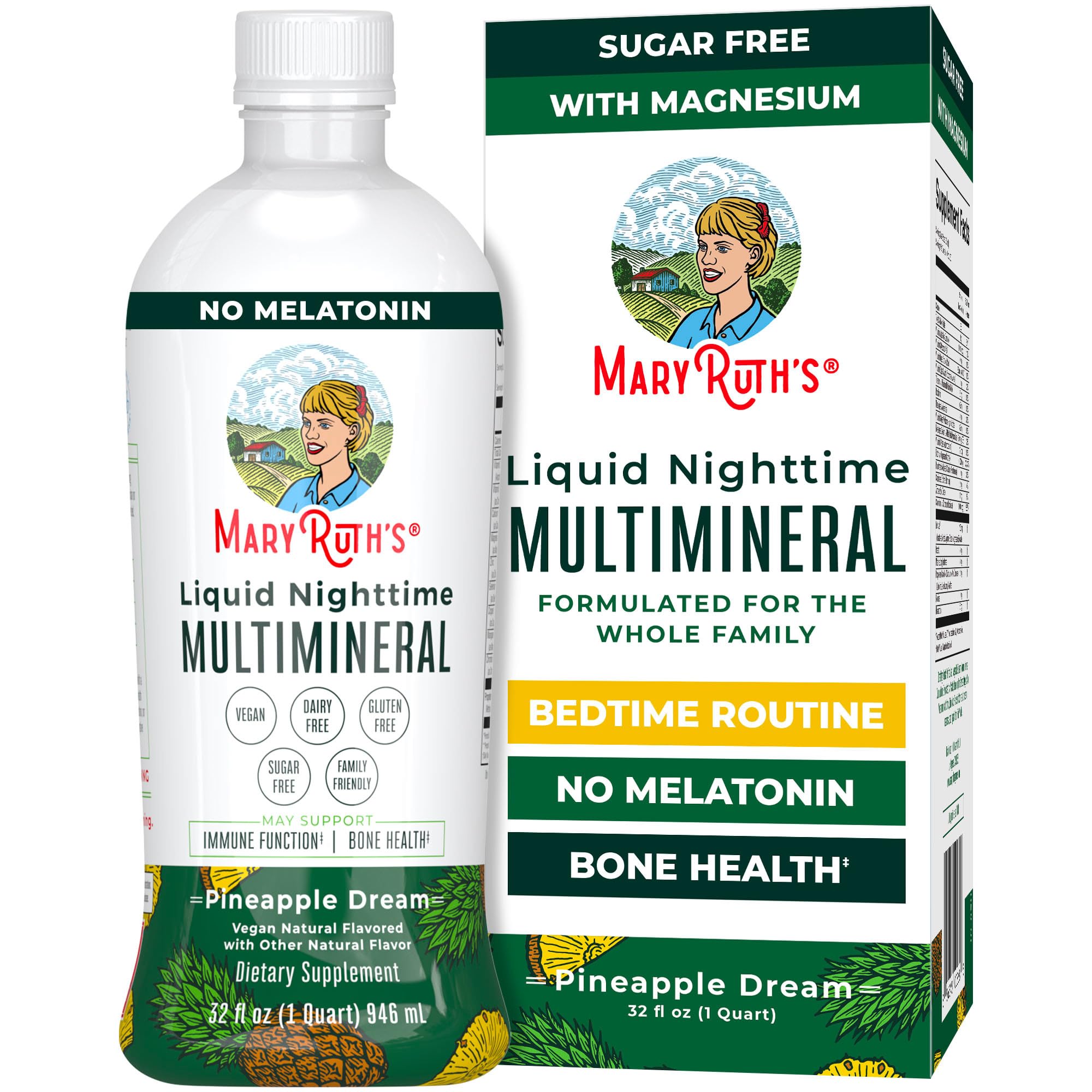 MaryRuth Organics Liquid Nighttime Multimineral | NO Melatonin | Magnesium Citrate | Calcium | Zinc | Vitamin D3| Available in 4 Flavors | Vegan | Sugar Free | Gluten Free | 32 Oz MARYRUTH'S uk supplements