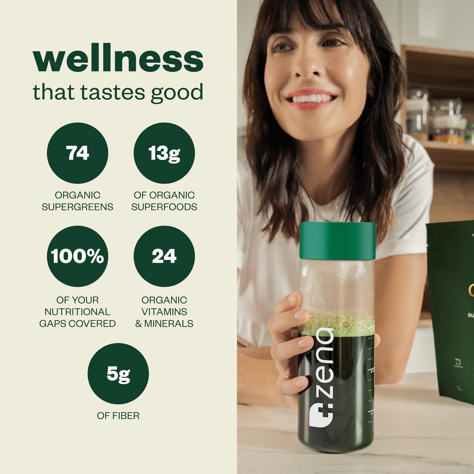 Zena Complete Organic Super Greens Powder & Multivitamin, 90+ Supergreens, Fruits, Veggies, Pre & Probiotics, Watermelon Citrus Flavor Zena Nutrition uk supplements