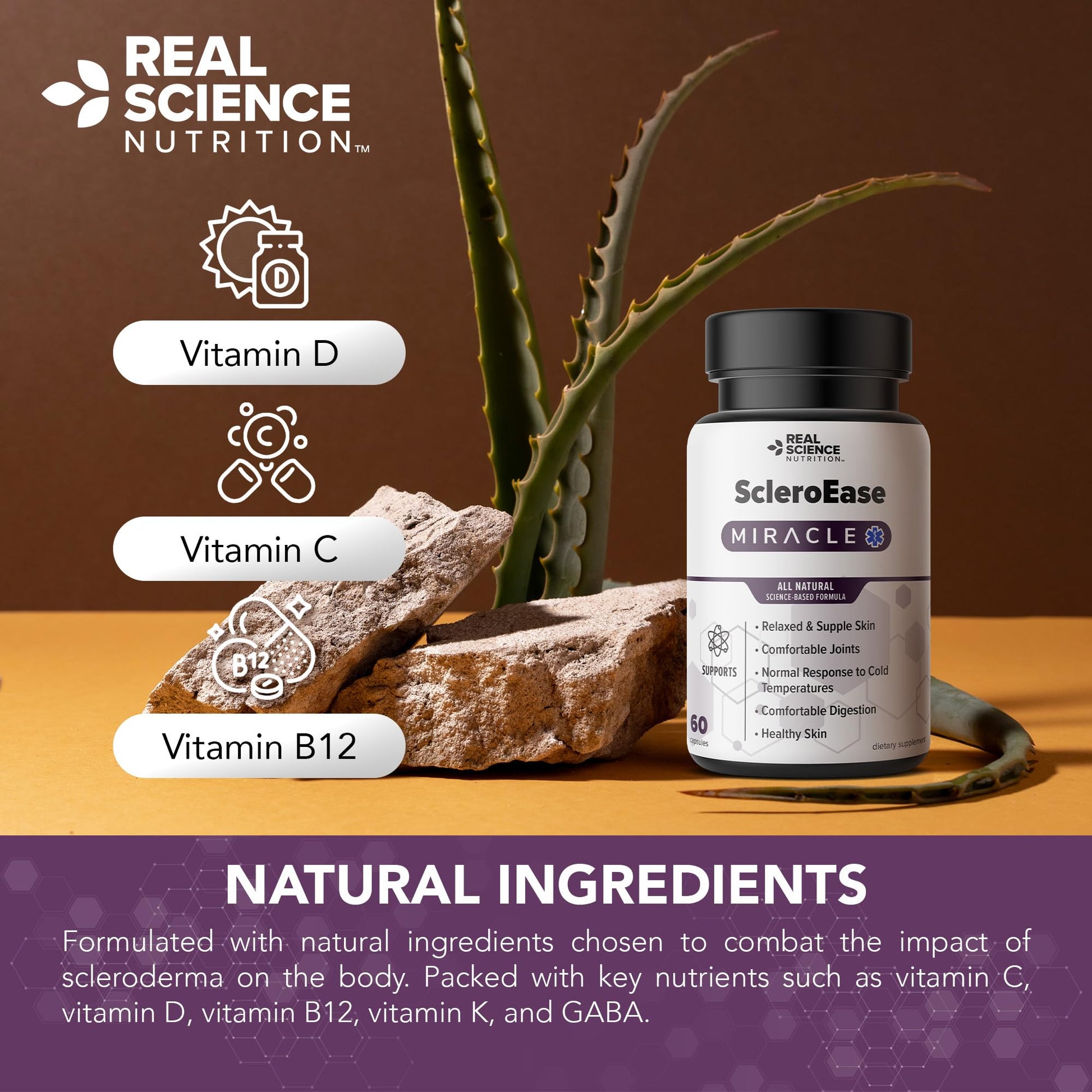 Real Science Nutrition ScleroEase Miracle Offers Relief to sufferers of Scleroderma, Supporting Flexible & Supple Skin, Comfortable Joint Movement, Comfortable Digestion, and Healthy Skin Real Science Nutrition uk supplements