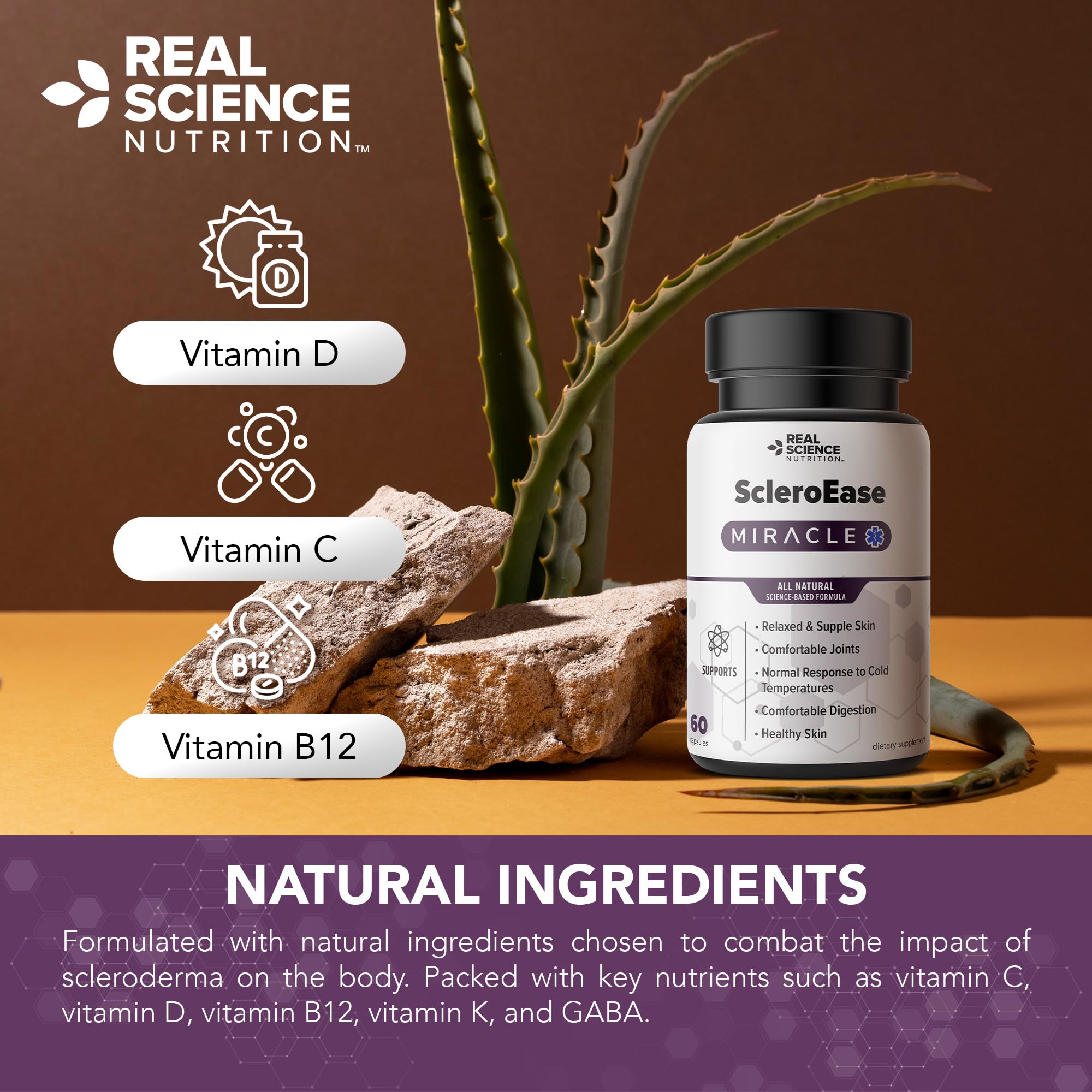 Real Science Nutrition ScleroEase Miracle Offers Relief to sufferers of Scleroderma, Supporting Flexible & Supple Skin, Comfortable Joint Movement, Comfortable Digestion, and Healthy Skin Real Science Nutrition uk supplements