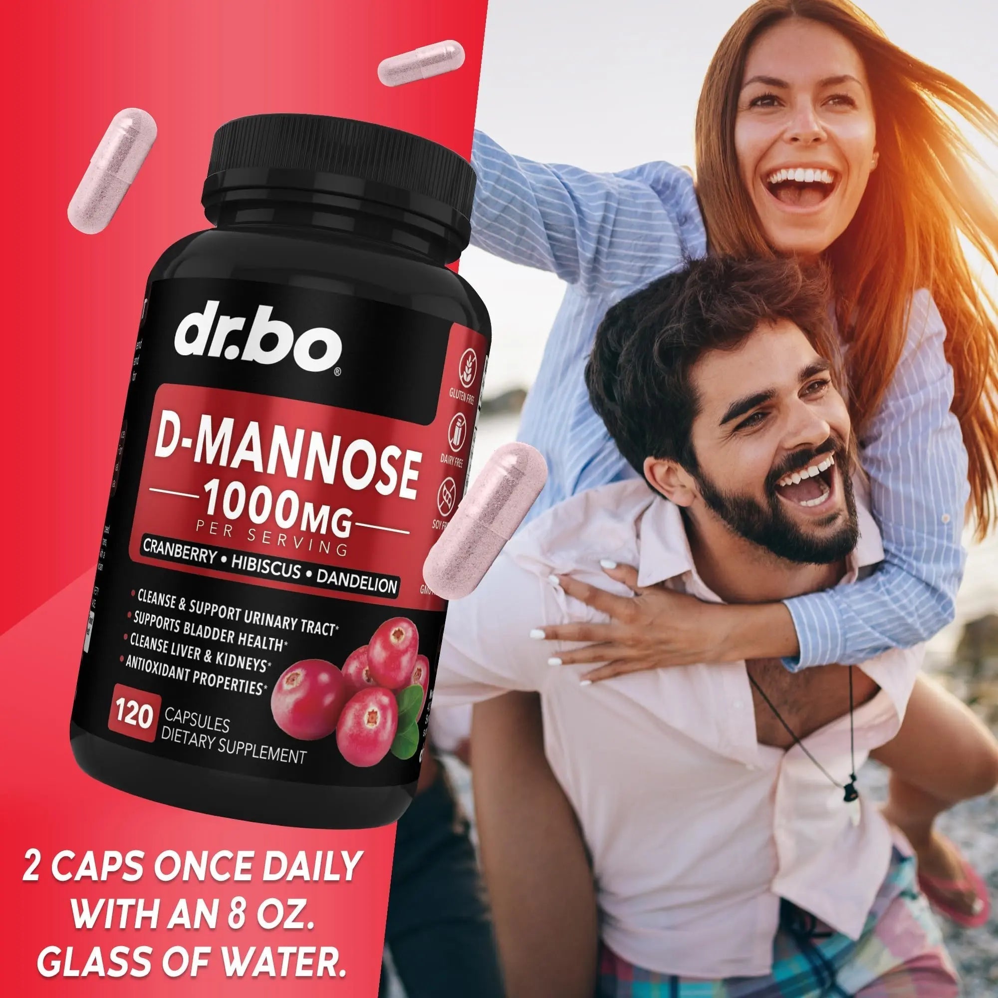 D Mannose Supplements for Women Pills - Natural D-Mannose 500mg Capsules, Cranberry DMannose Pills 1000mg Per Serving - Bladder Flush & Urinary Tract Cleanse Health Supplement - 120 Veg Capsules DR. BO uk supplements