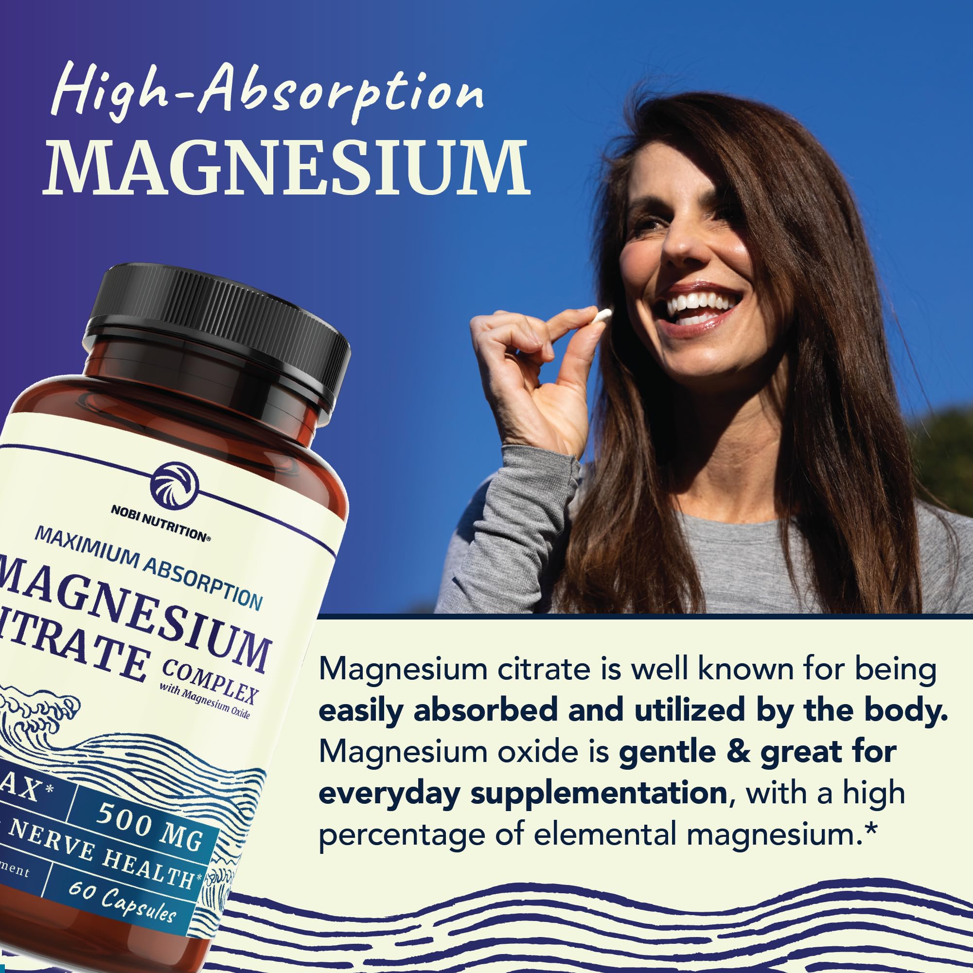 Magnesium Citrate Complex 500 MG for Calm, Relaxation, Constipation & Digestion Nobi Nutrition uk supplements