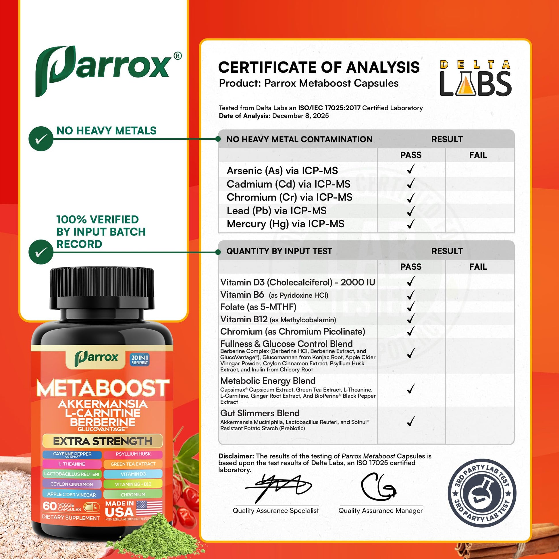 GLP-1 Booster Supplement, Akkermansia, L-Carnitine, Berberine (GlucoVantage), Methylfolate, Methylated B12, Chromium, Capsimax, Psyllium Husk, Probiotics Vitamins D3, B6, 20-in-1 Plant-Based (60 Caps) Parrox uk supplements