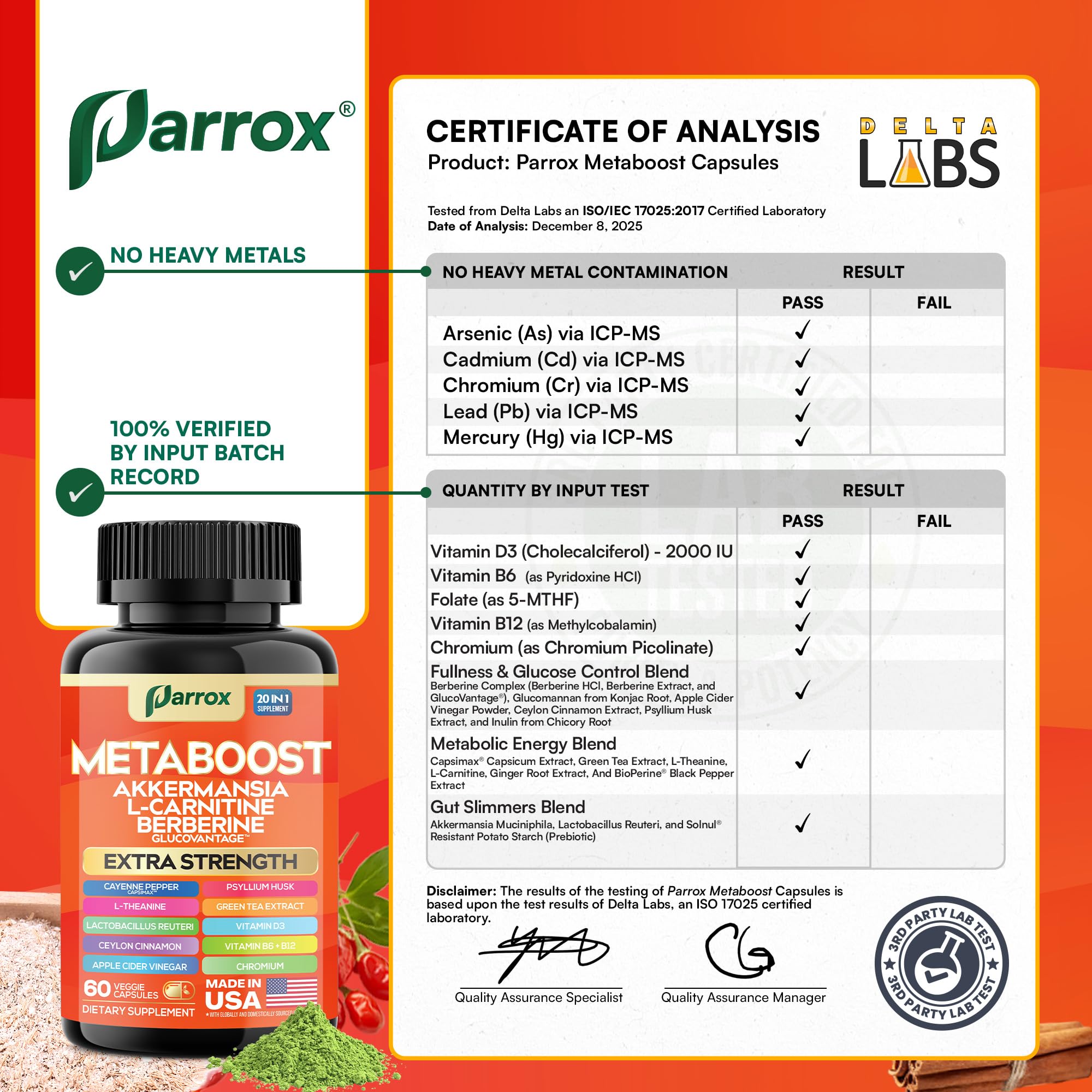 GLP-1 Booster Supplement, Akkermansia, L-Carnitine, Berberine (GlucoVantage), Methylfolate, Methylated B12, Chromium, Capsimax, Psyllium Husk, Probiotics Vitamins D3, B6, 20-in-1 Plant-Based (60 Caps) Parrox uk supplements