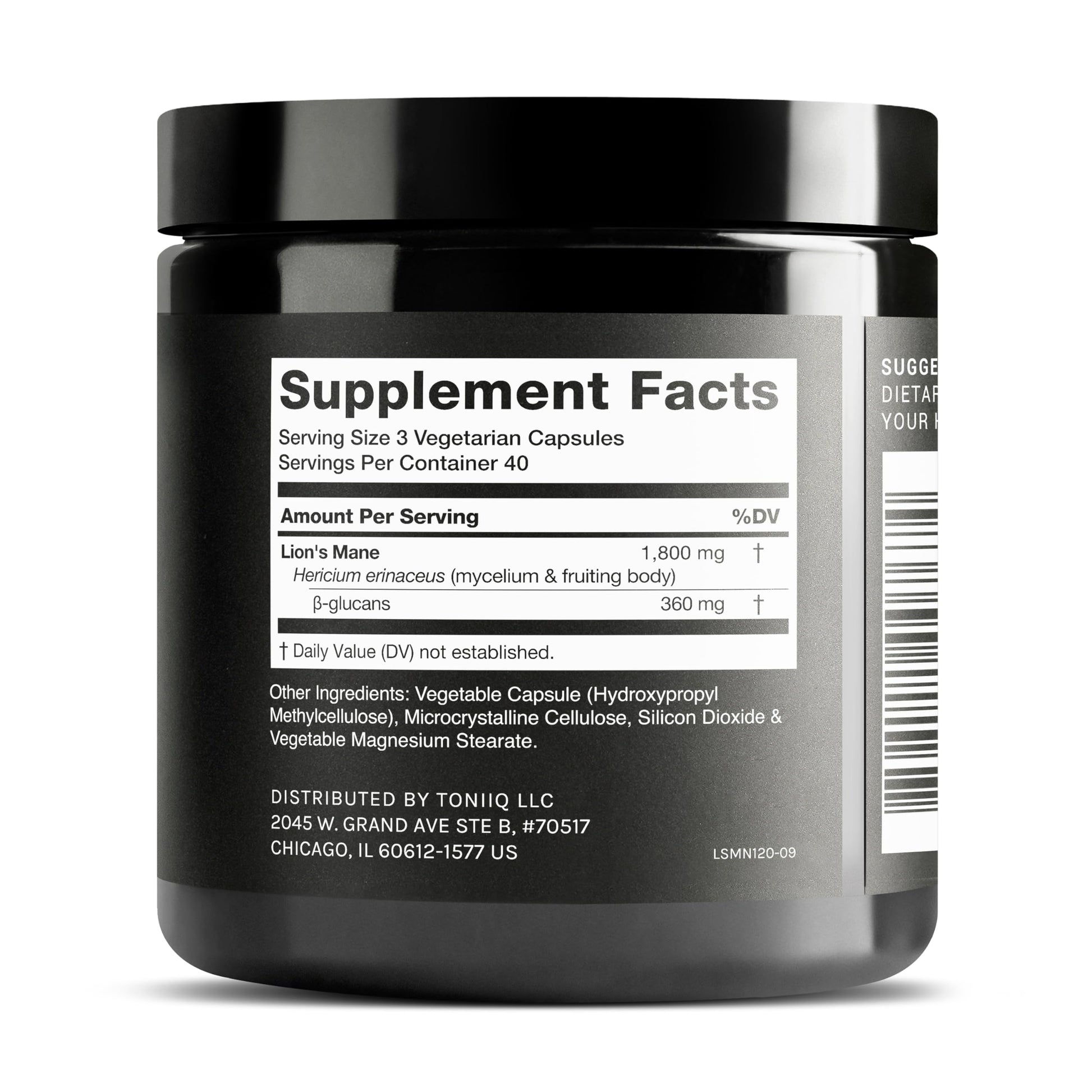 Toniiq Lion’s Mane - Ultra High Potency 10:1 Extract with 30% Polysaccharides - Highly Concentrated & Bioactive - Third-Party Lab Tested - 120 Capsules Toniiq uk supplements
