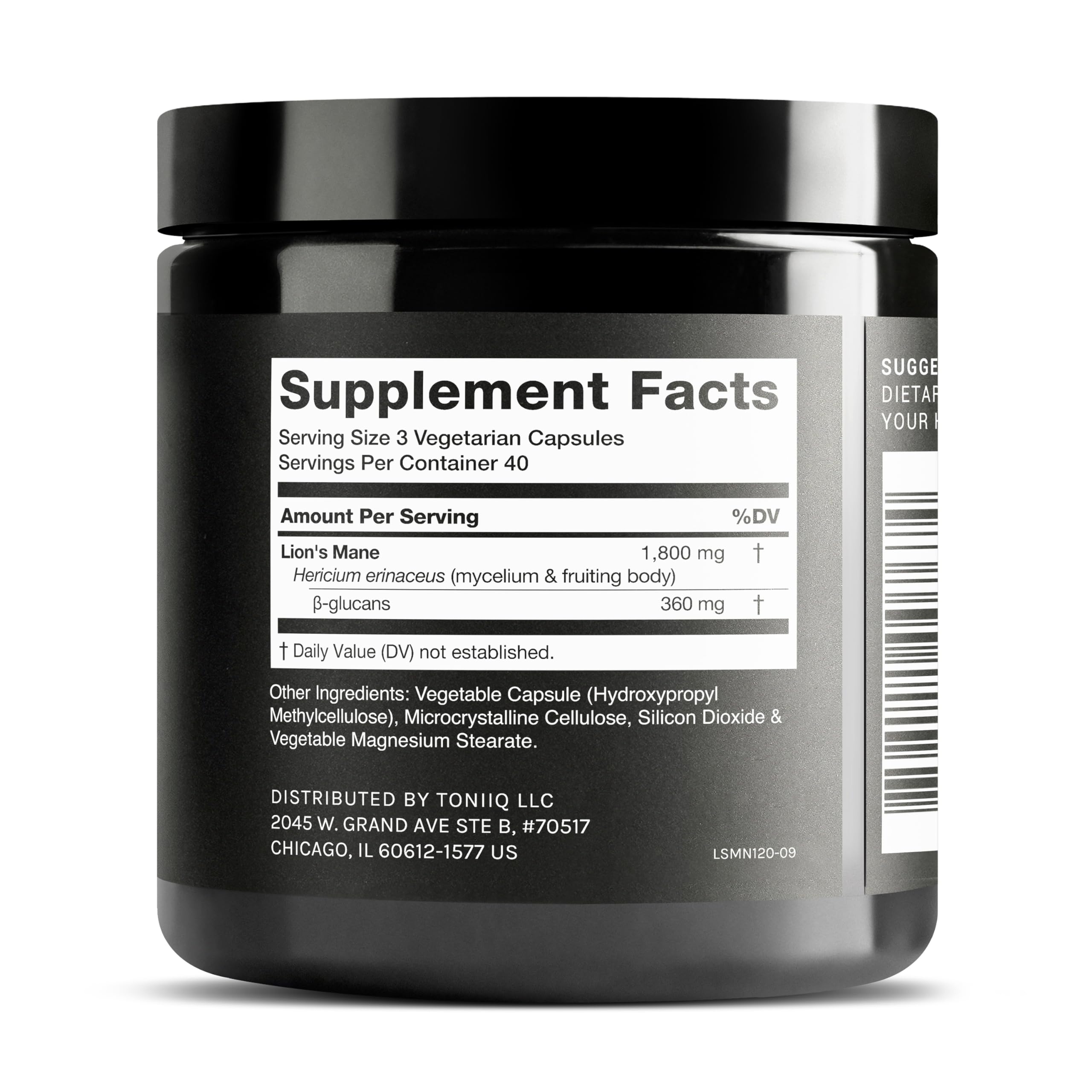 Toniiq Lion’s Mane - Ultra High Potency 10:1 Extract with 30% Polysaccharides - Highly Concentrated & Bioactive - Third-Party Lab Tested - 120 Capsules Toniiq uk supplements