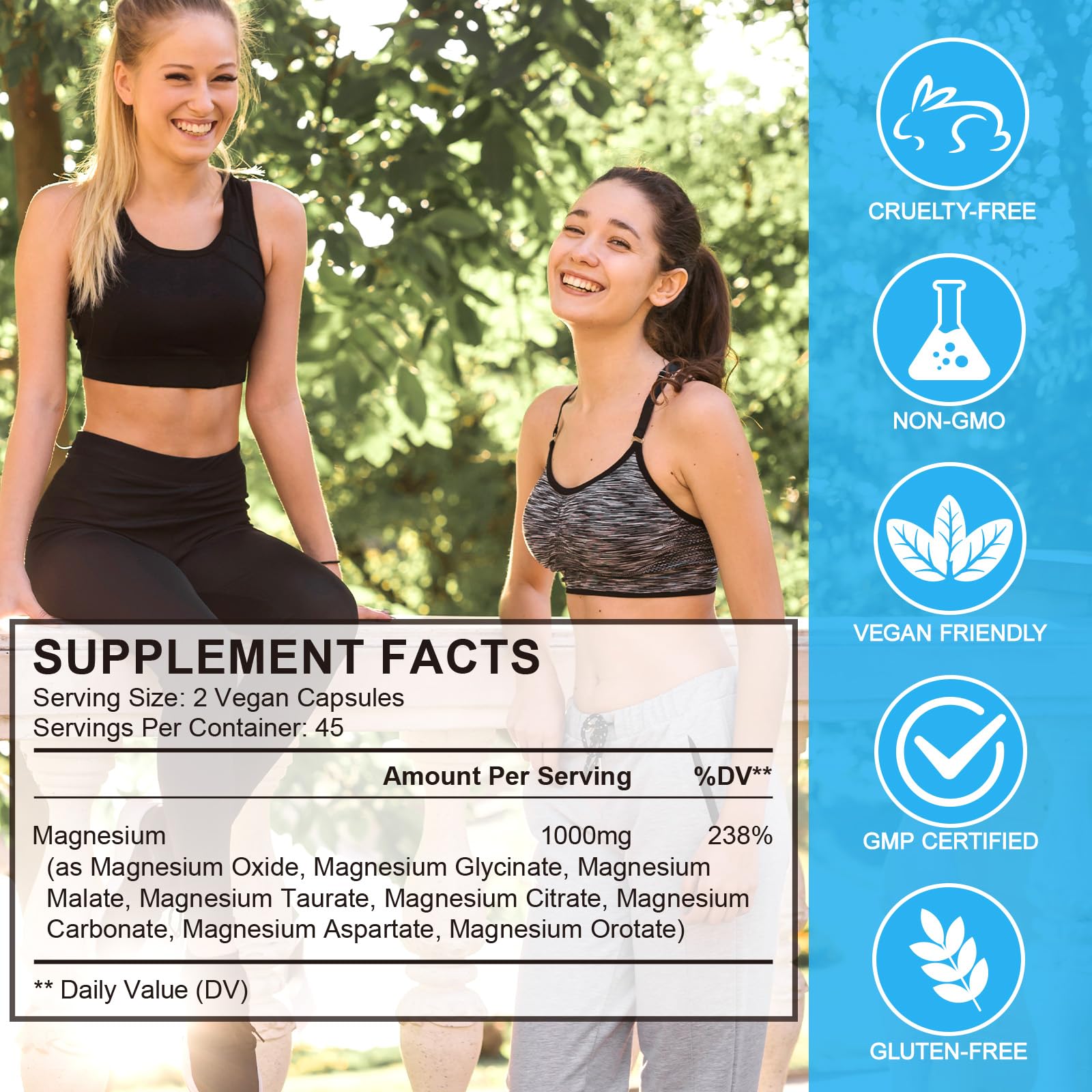 Magnesium Complex 8-in-1 High Potency with 8 Essential Forms, Vegan Capsules for Muscle, Nerve & Bowel Support, Relief Fatigue & Improve Sleep (90 Capsules) KITNOBLIS uk supplements