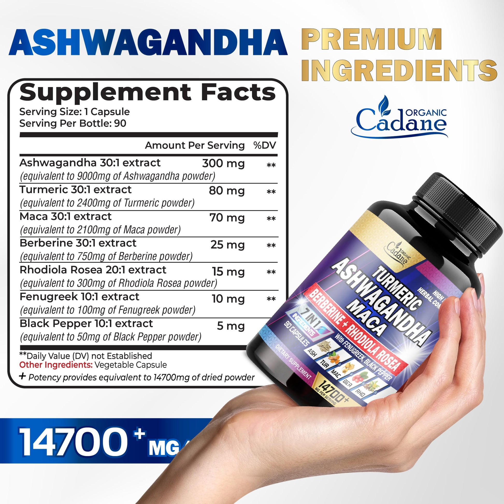 Ashwagandha Supplements 14700mg - Memory, Immune System & Strength Support Organic Cadane uk supplements