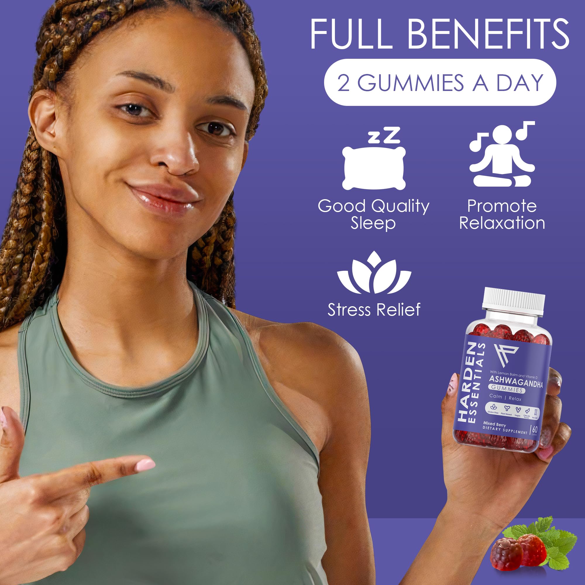 KSM-66 Ashwagandha Gummies 750mg Per Gummy – 1,500mg Per Serving – Stress & Cortisol Support – with Lemon Balm & Vitamin D – 60 Count (30 Day Supply) – Vegan – Harden Essentials Harden essentials uk supplements