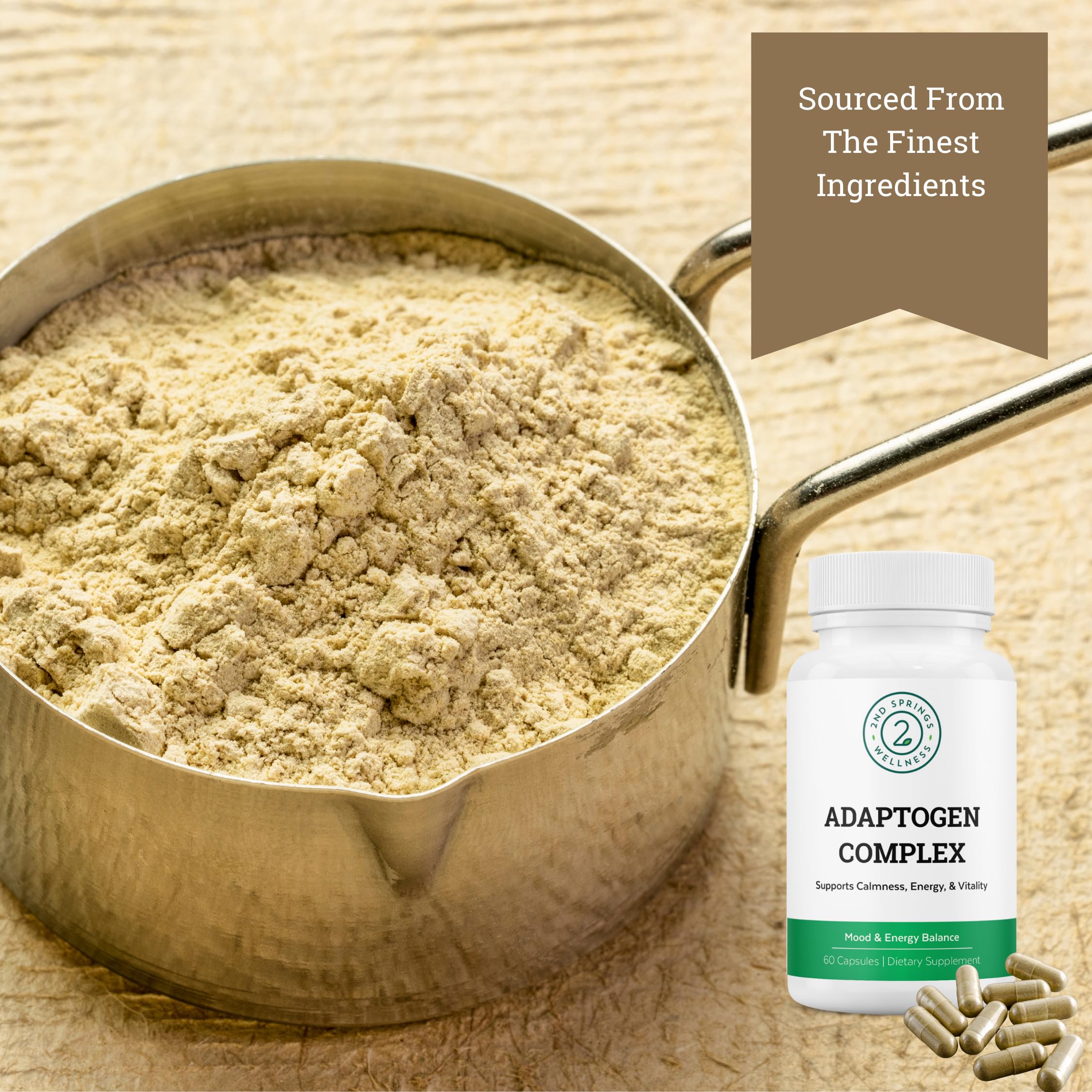 2nd Springs Adaptogen Complex Calmness, Energy and Vitality Booster - Ashwagandha, Schisandra, Astragalus, Ginseng, Rhodiola, and More - Adrenal Support Supplements - 60 Ct 2nd Springs uk supplements