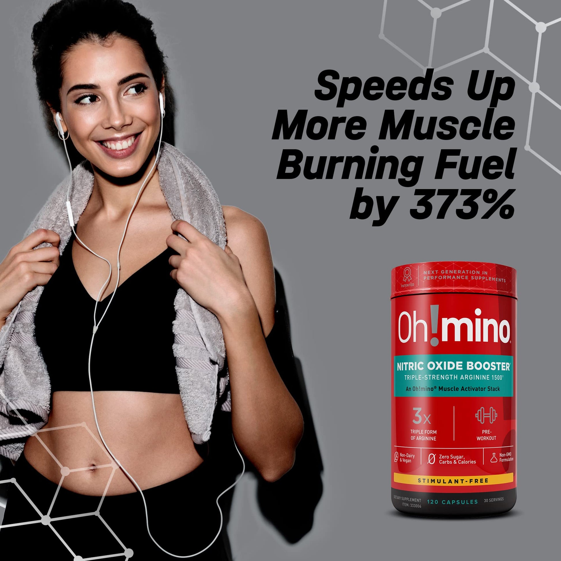 Oh!mino Nitric Oxide Supplement Activator Booster, Triple Strength L-Arginine for Energy Oh!mino uk supplements