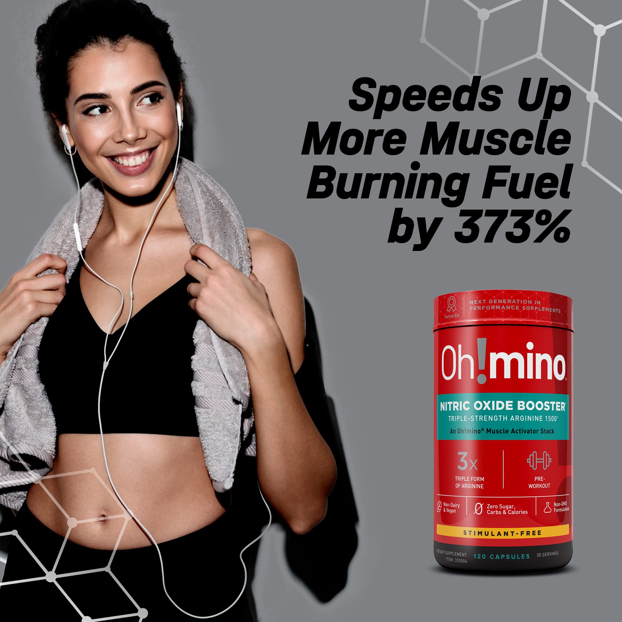 Oh!mino Nitric Oxide Supplement Activator Booster, Triple Strength L-Arginine for Energy Oh!mino uk supplements