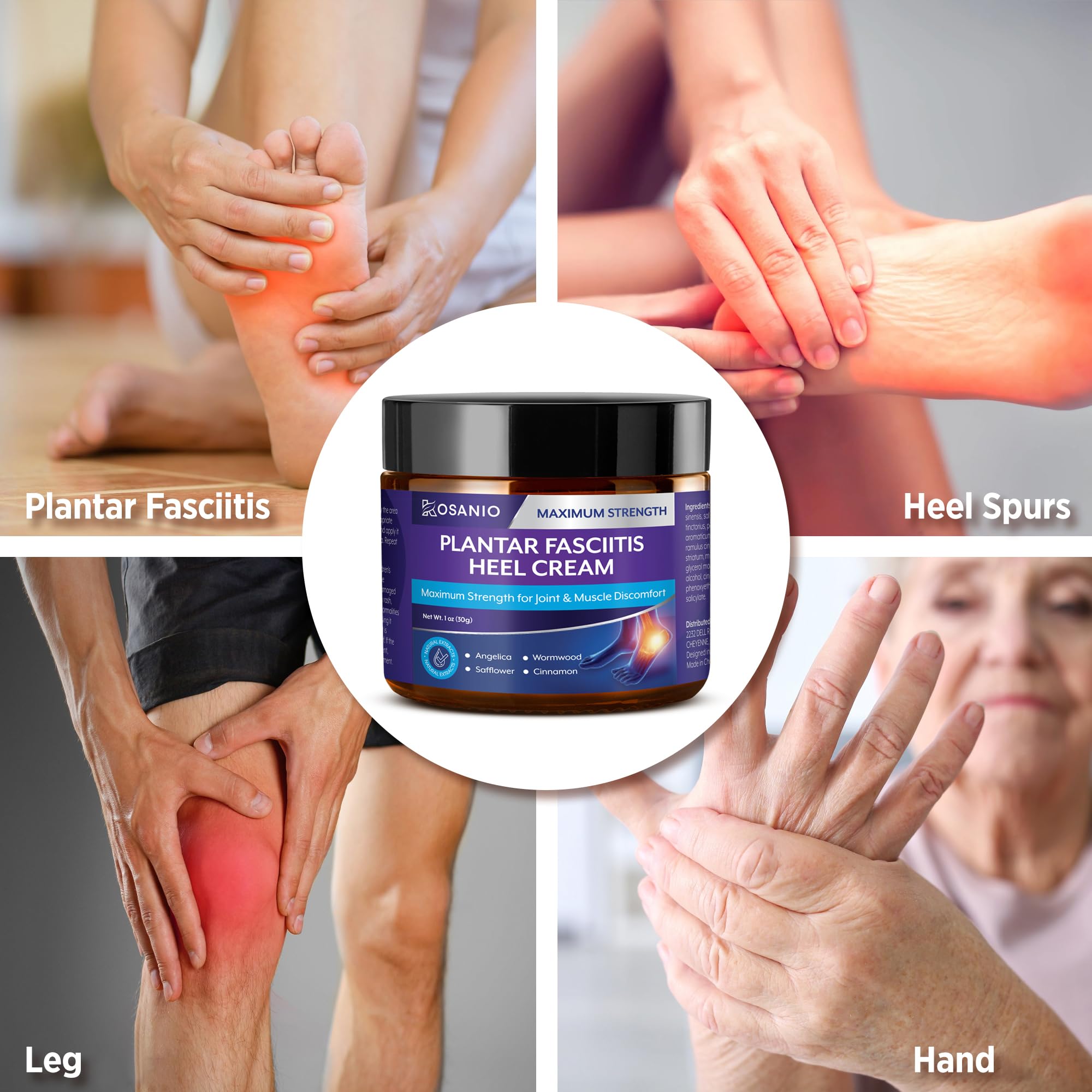 KOSANIO Plantar Fasciitis Relief Cream - Heel Discomfort Relief for Plantar Fasciitis, Foot, Knee, Hands, Legs - Natural Herbal Concentrate Formula - (30g / 1 oz (Pack of 1)) KOSANIO uk supplements