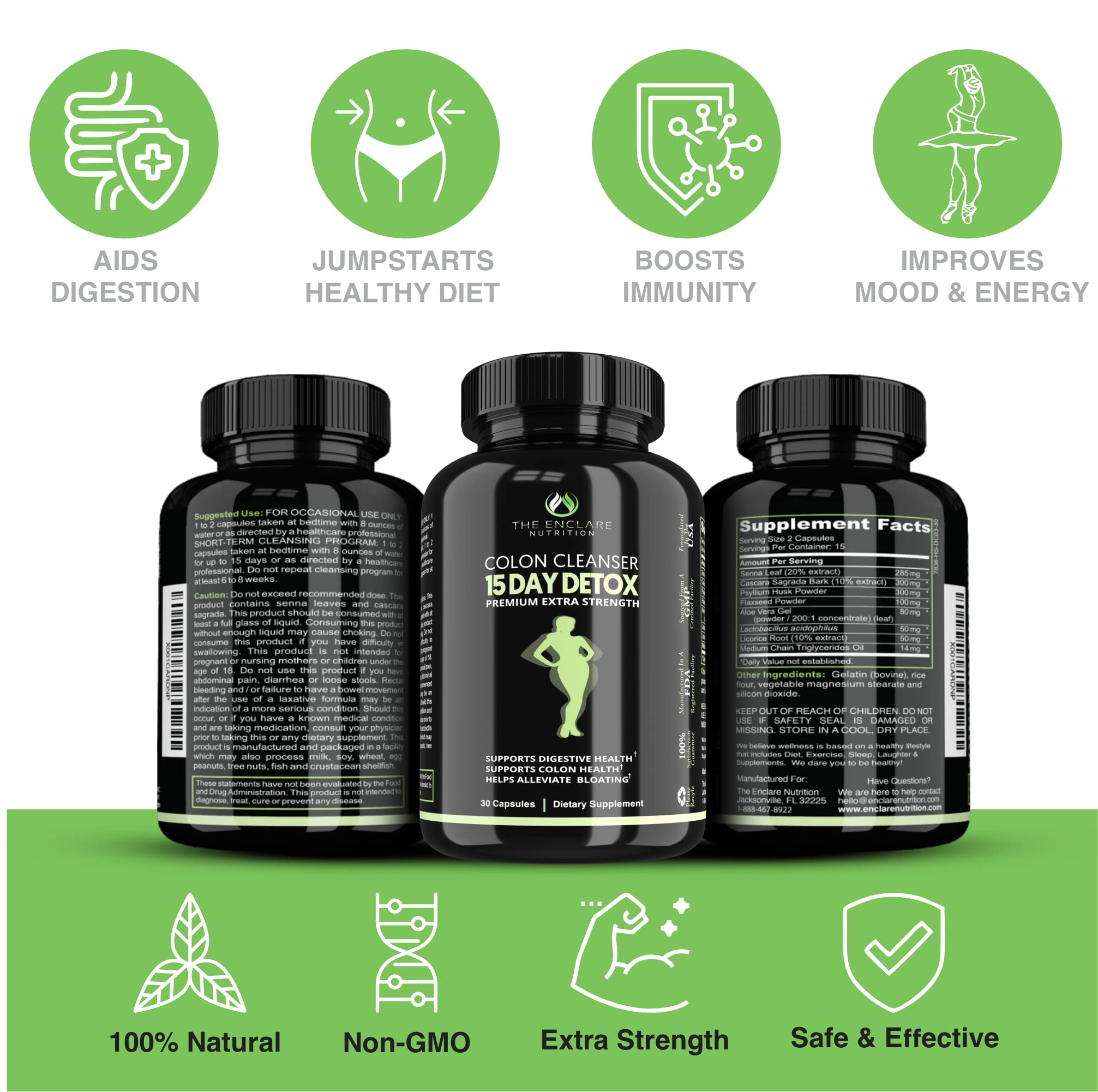 Colon Cleanse Fast-Acting Colon Cleanser Detox. Healthy Bowel Movement THE ENCLARE NUTRITION uk supplements