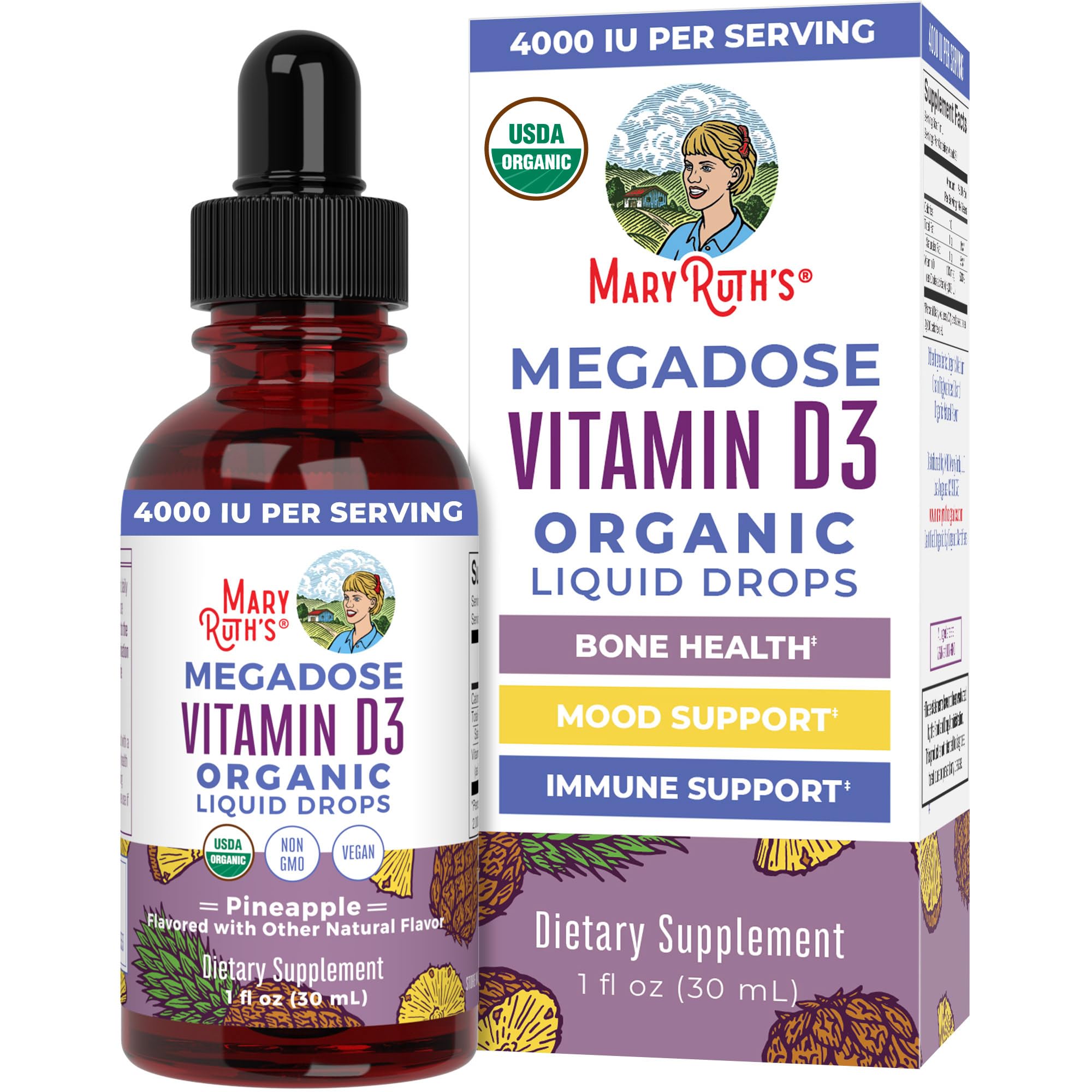 MaryRuth Organics Vitamin D3 Liquid Drops | Megadose 4000 IU | USDA Organic Liquid Vitamin D Spray for Adults & Kids | Immune Support & Bone Health | Vegan | Gluten Free | Non-GMO | 30 Servings MARYRUTH'S uk supplements