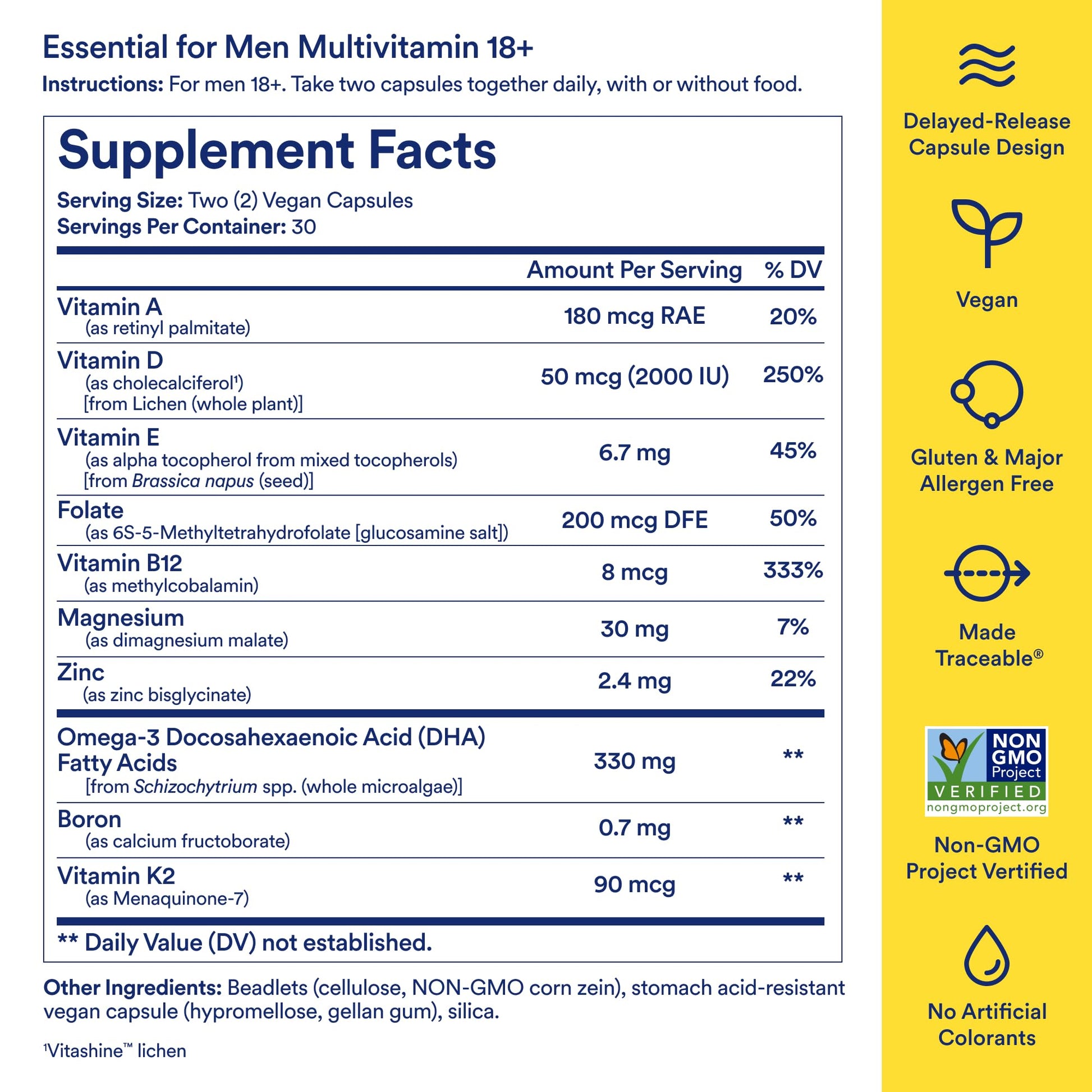 Ritual Multivitamin for Men 18+ with Zinc, Vitamin A and D3 for Immune Function Support*, Omega-3 DHA, B12, K2 Ritual uk supplements