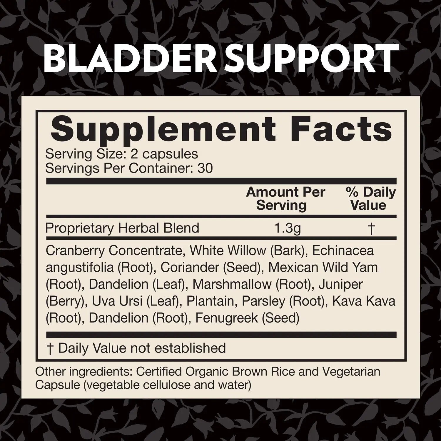 Crystal Star Bladder Support (60 Capsules) – Herbal Supplement for Healthy Bladder Function - Cranberry, Dandelion & Fenugreek - Helps Overactive Bladder and Incontinence - Non-GMO Crystal Star uk supplements