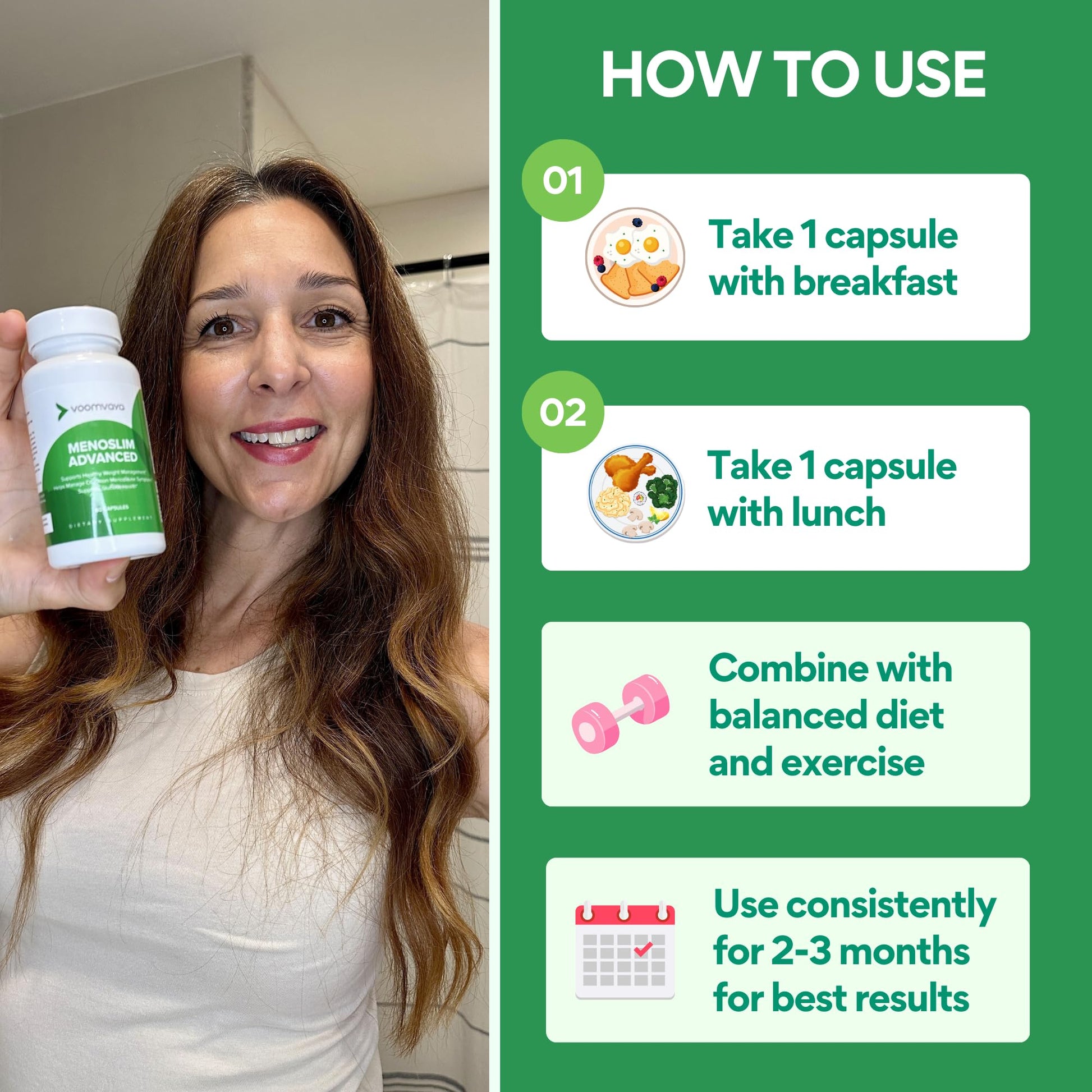 VoomVaya MenoSlim Advanced Menopause Weight Loss for Women – Menopause & Perimenopause Supplement for Women – Supports Healthy Metabolism & Overall Wellness – 60 Capsules VoomVaya uk supplements