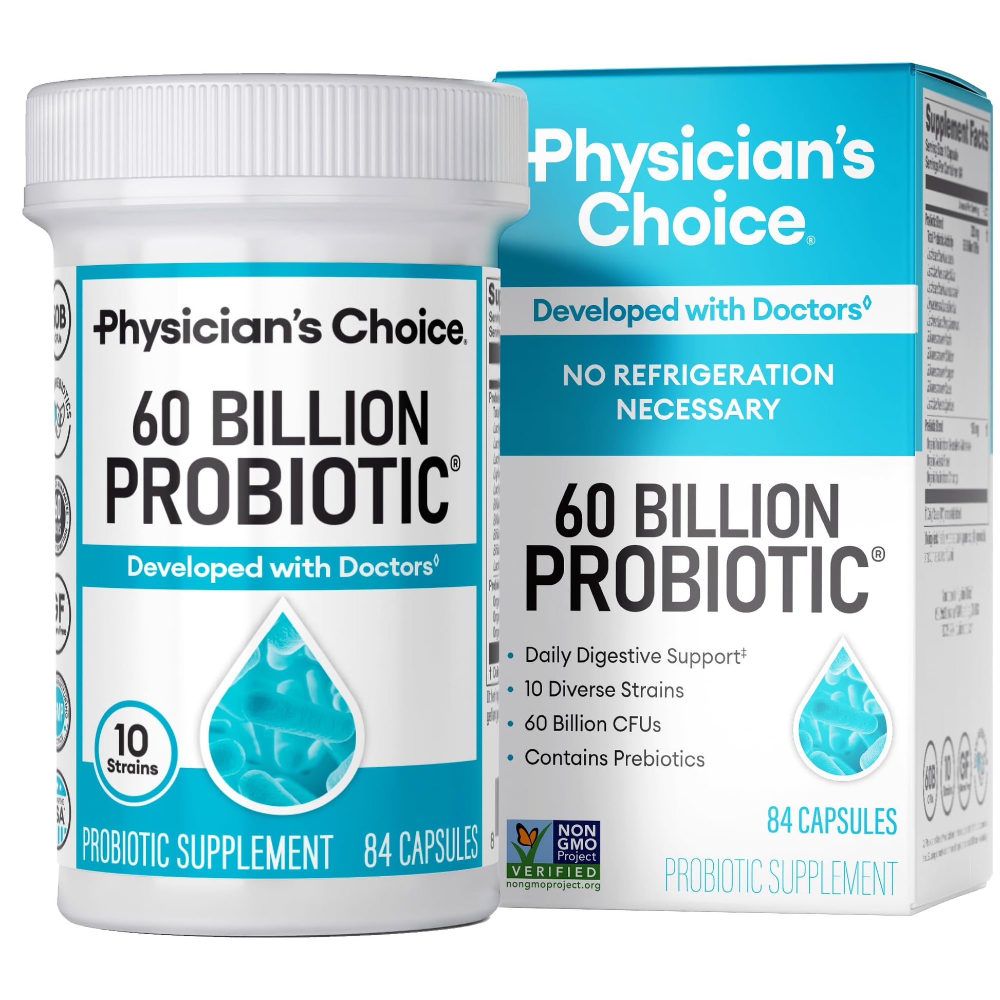 Physician's CHOICE Probiotics 60 Billion CFU - 10 Strains + Organic Prebiotics - Immune, Digestive & Gut Health - Supports Occasional Constipation, Diarrhea, Gas & Bloating - for Women & Men - 84ct Physician's CHOICE uk supplements