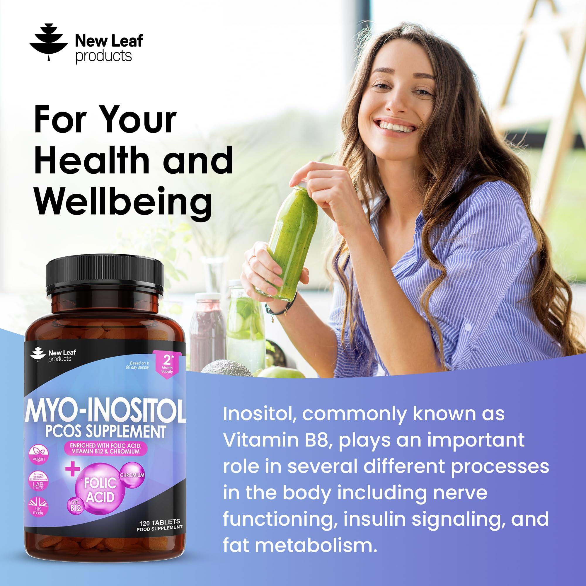 Myo-Inositol PCOS Supplement - Myo Inositol Tablets PCOS Supplement Enriched NEW LEAF PRODUCTS uk supplements